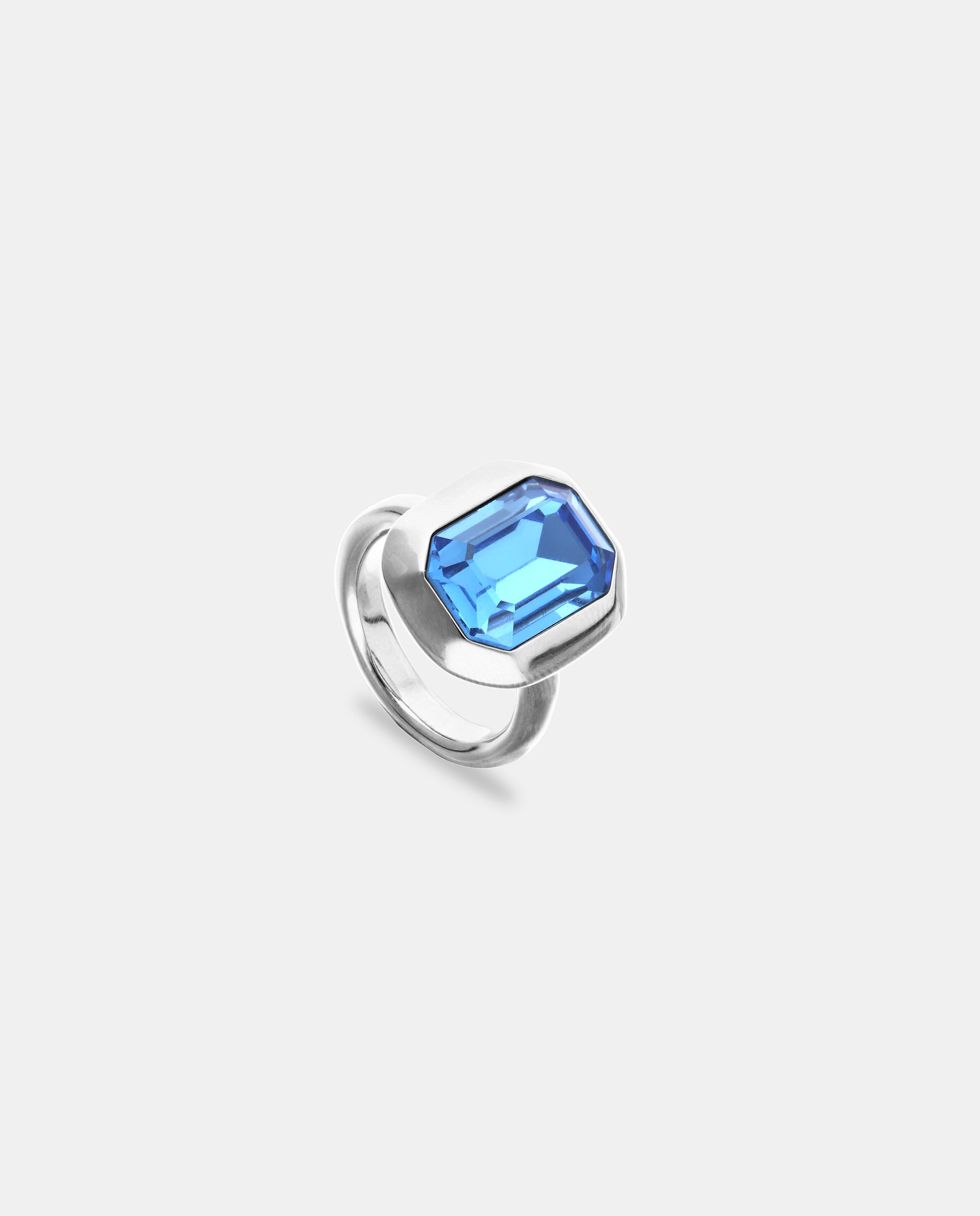 Anillo bañado en de ley y cristal facetado - UNO de 50 - Plata Plata-1