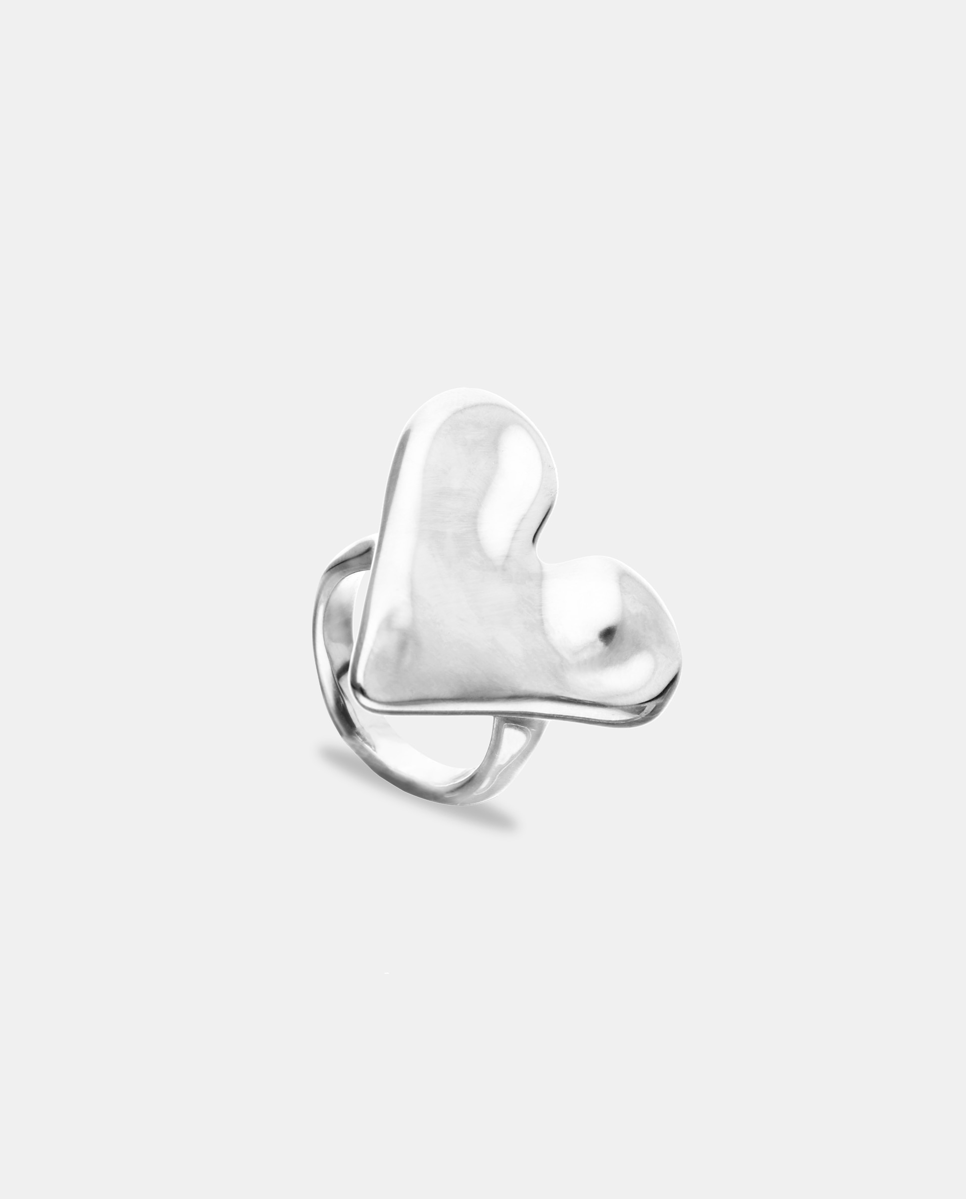 Anillo bañado en de ley con forma de corazón - UNO de 50 - Plata Plata-1