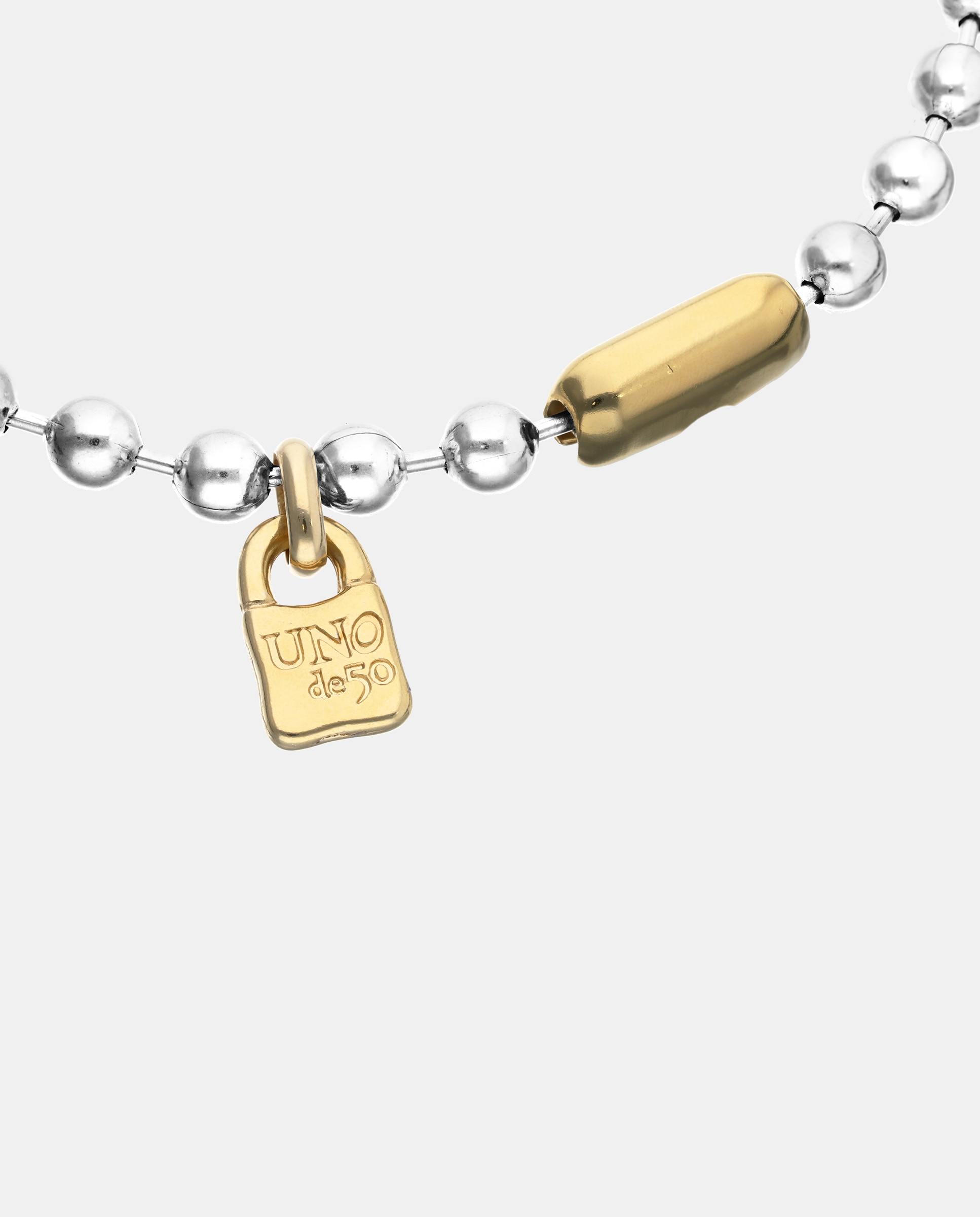 Collar de bolas bañado en de ley - UNO de 50 - Plata Plata-4