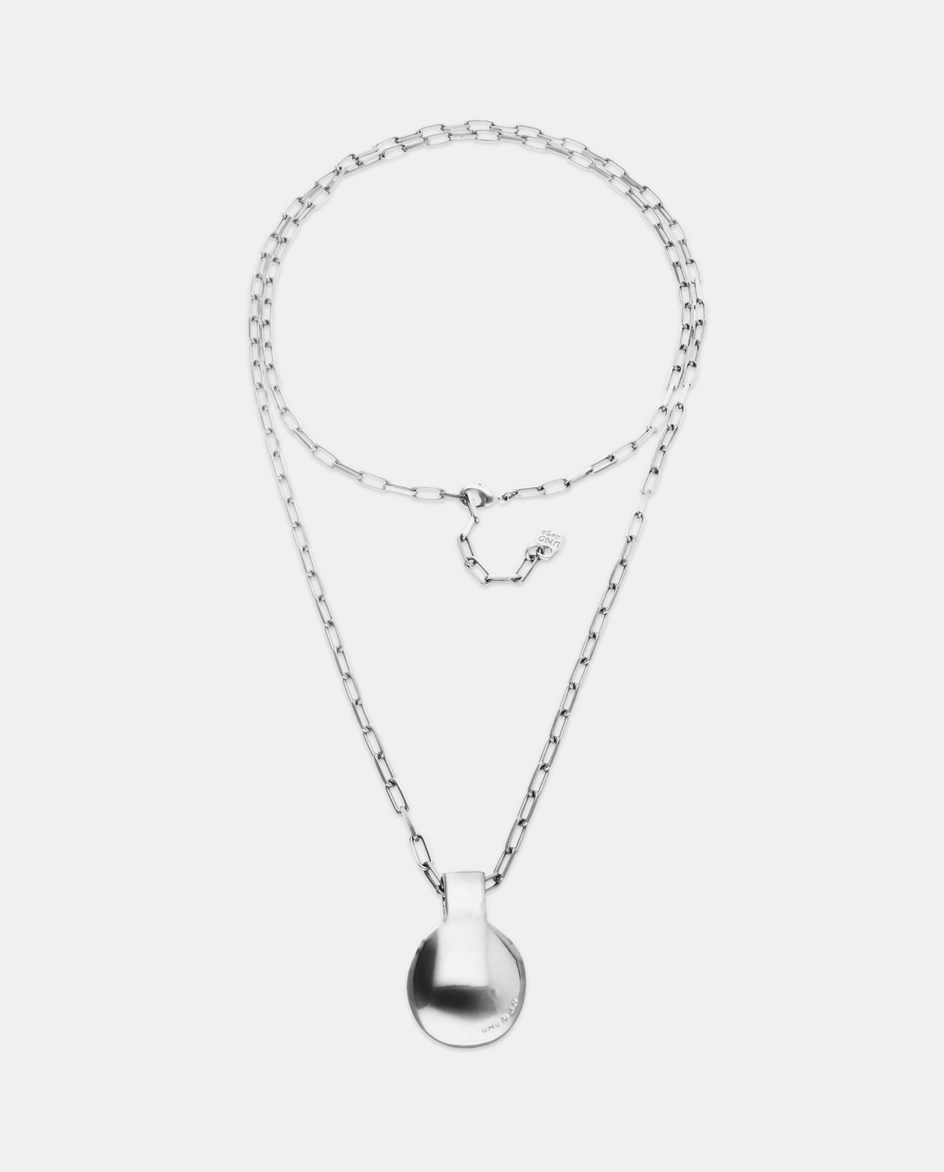 Collar bañado en plata de ley con esfera grande - UNO de 50 - Plata Plata-3