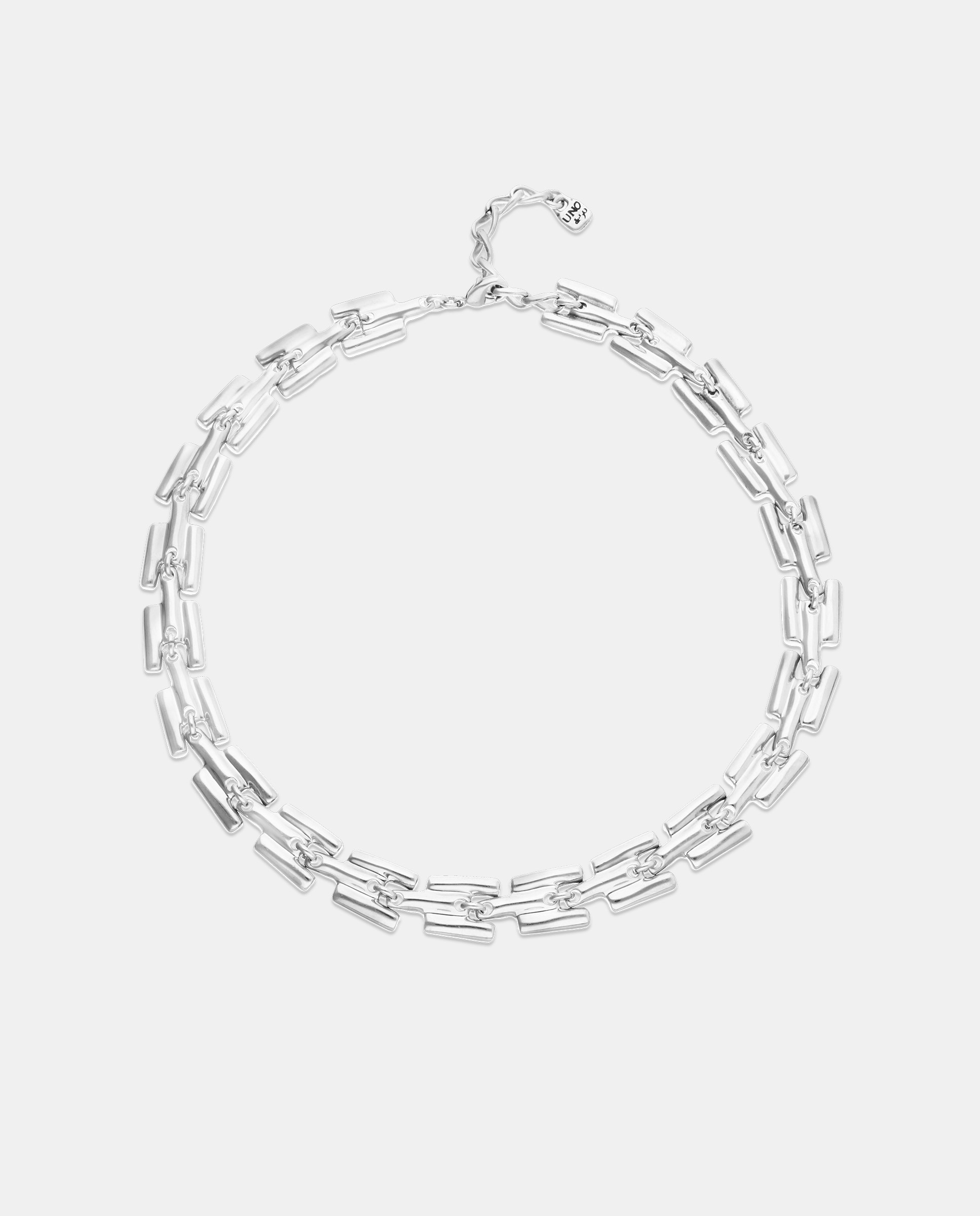Collar bañado en plata de ley con eslabones - UNO de 50 - Plata Plata-1
