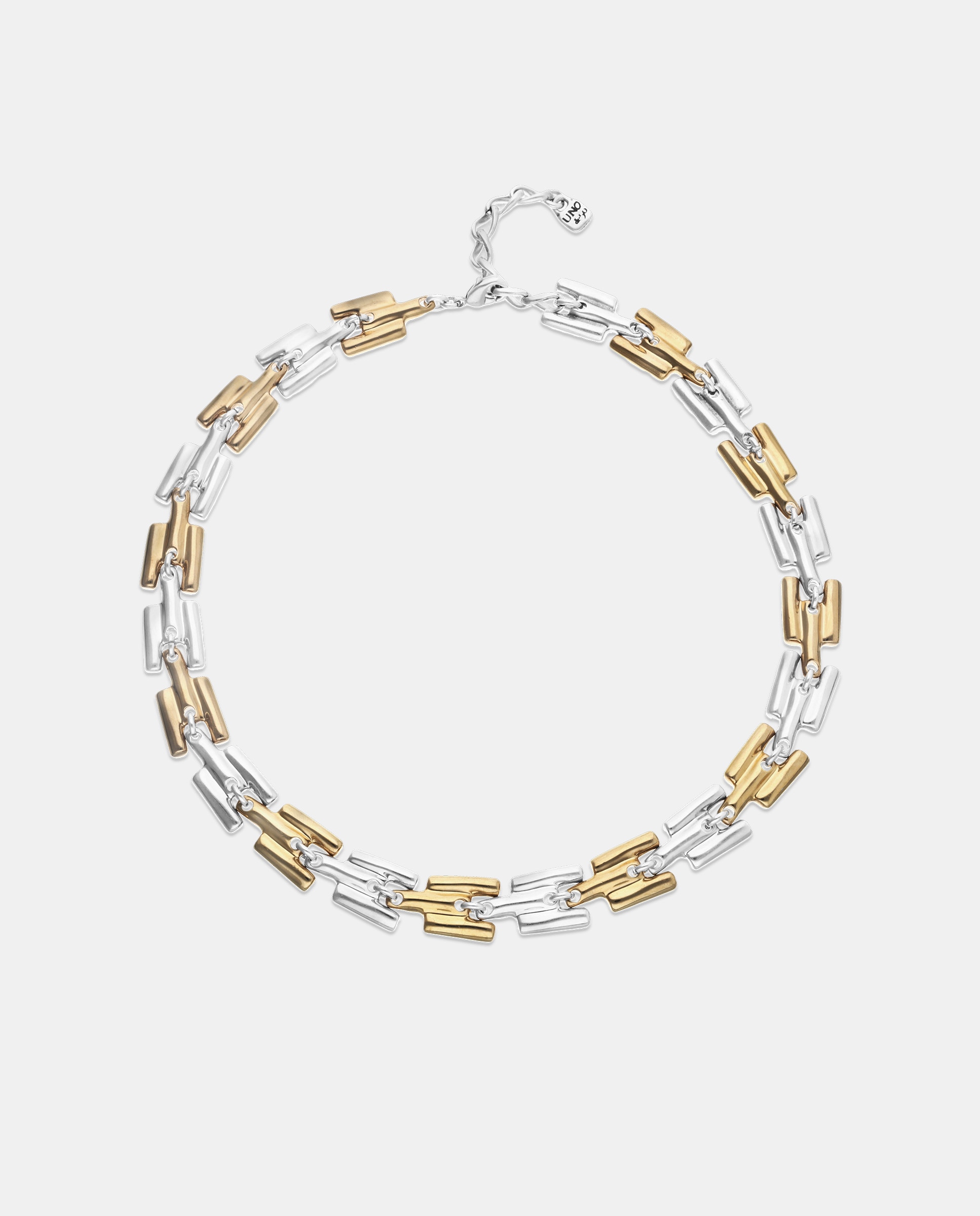 Imagen 0 de Collar bañado en mitad plata de ley mitad oro 18k con eslabones