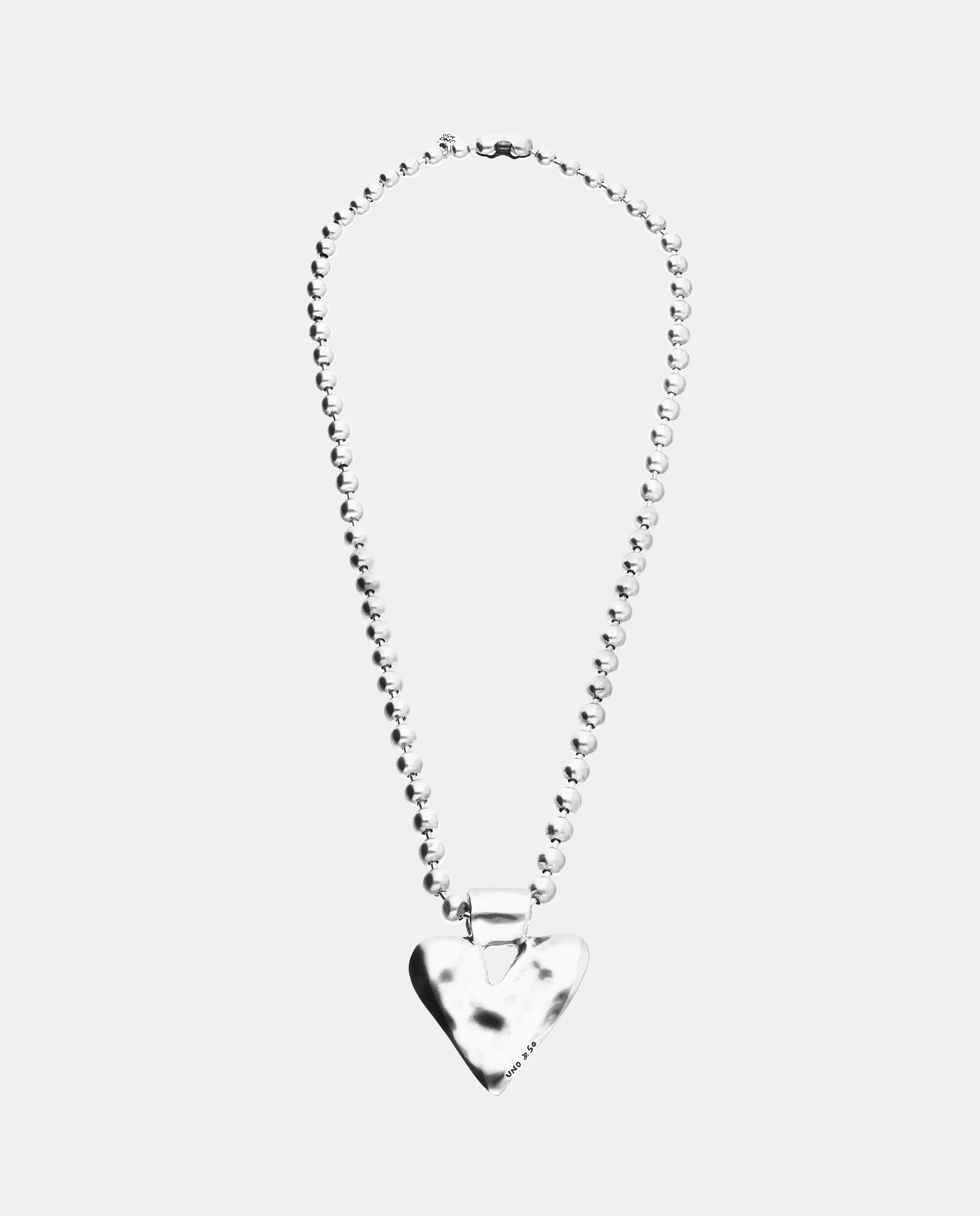 Collar de bolas bañado en de ley con detalle de corazón - UNO de 50 - Plata Plata-3