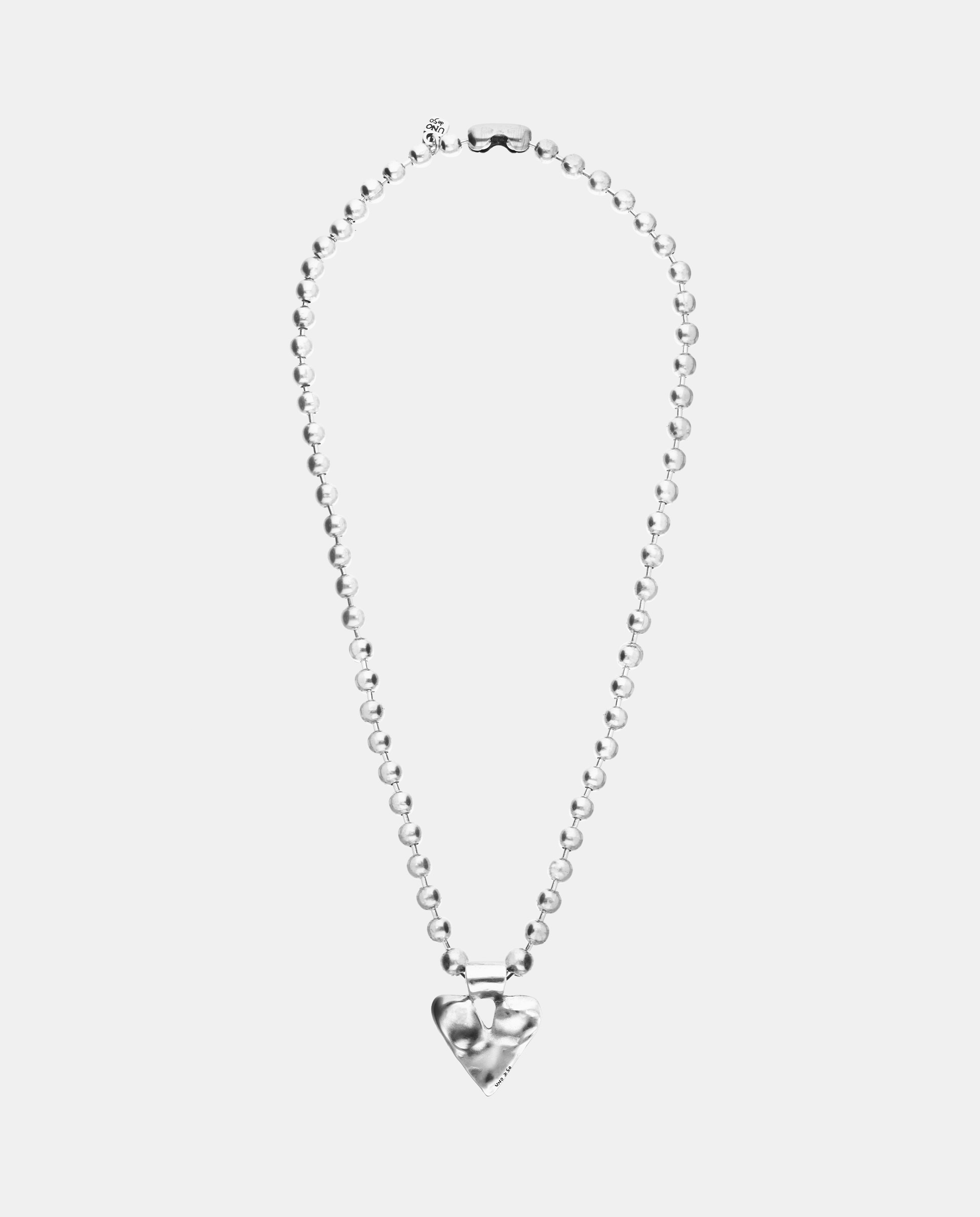 Collar de bolas bañado en de ley con detalle de corazón - UNO de 50 - Plata Plata-4