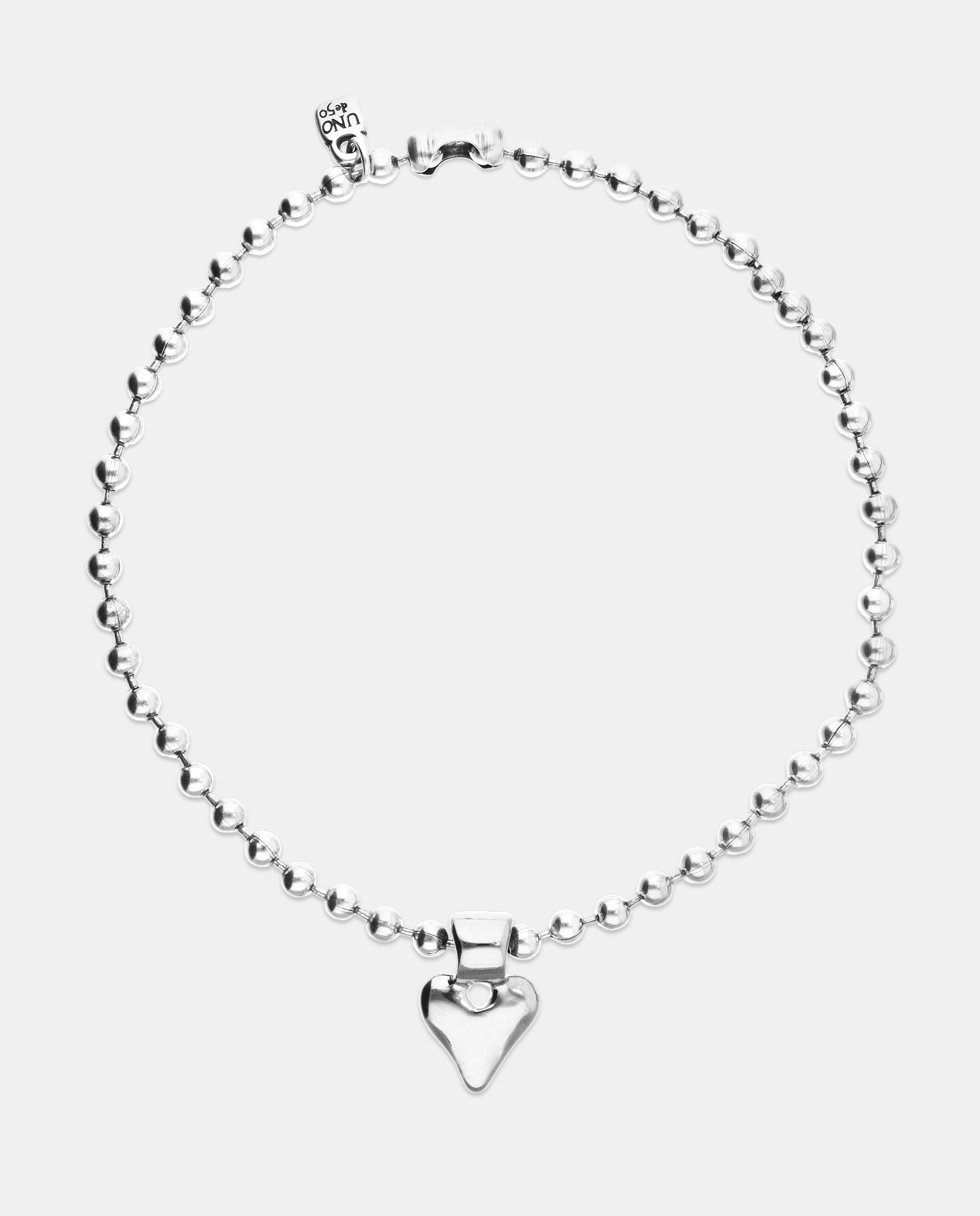 Imagen 0 de Collar de bolas bañado en plata de ley con detalle de corazón Plata