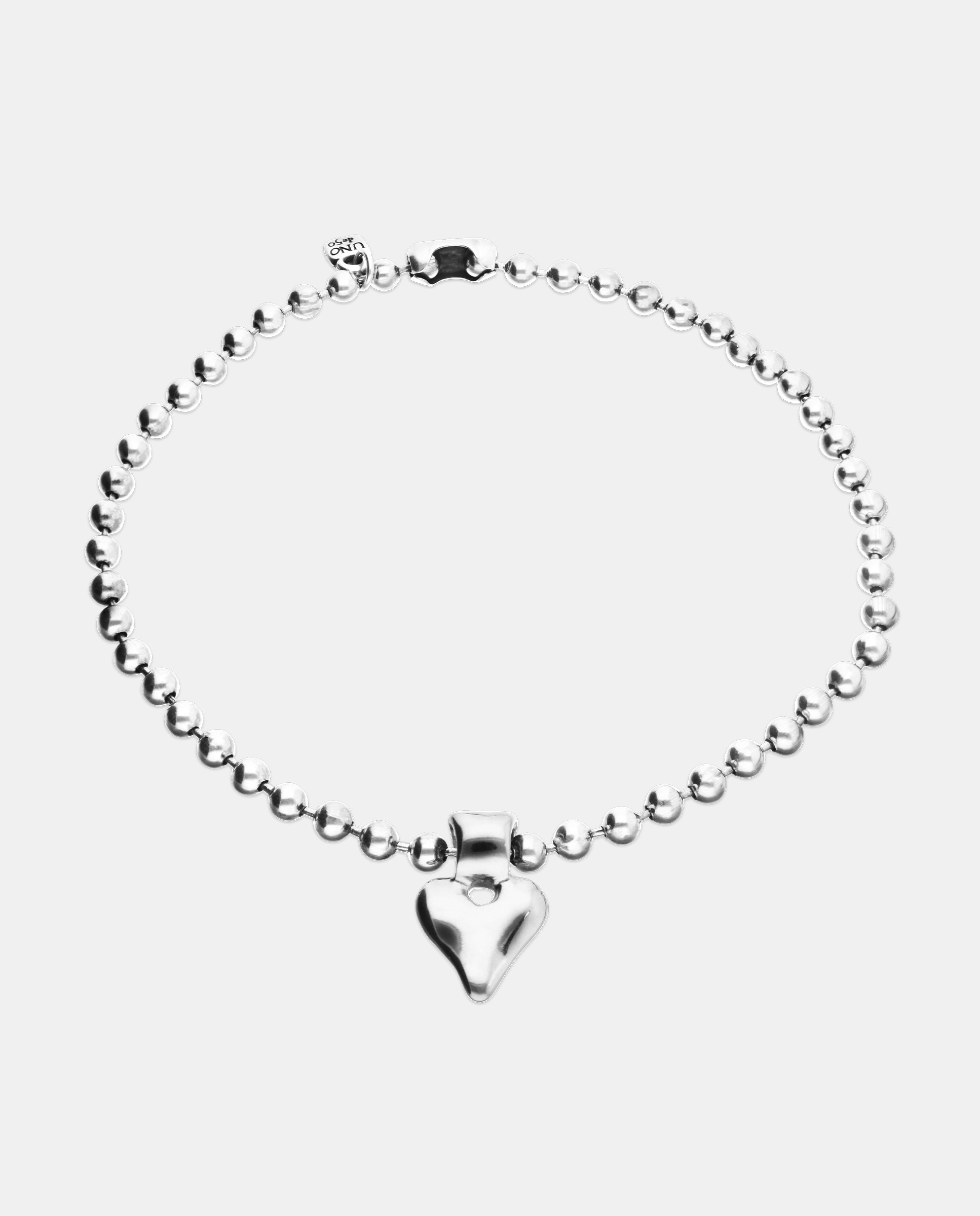 Collar de bolas bañado en de ley con detalle de corazón - UNO de 50 - Plata Plata-3