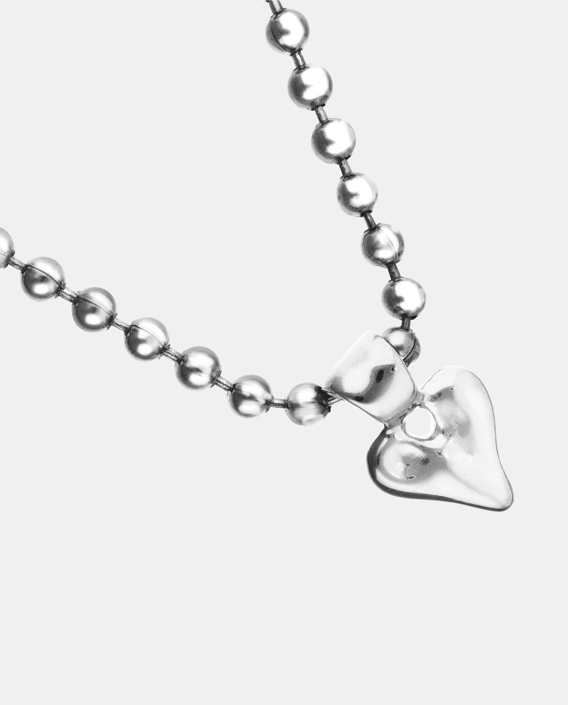 Collar de bolas bañado en de ley con detalle de corazón - UNO de 50 - Plata Plata-4