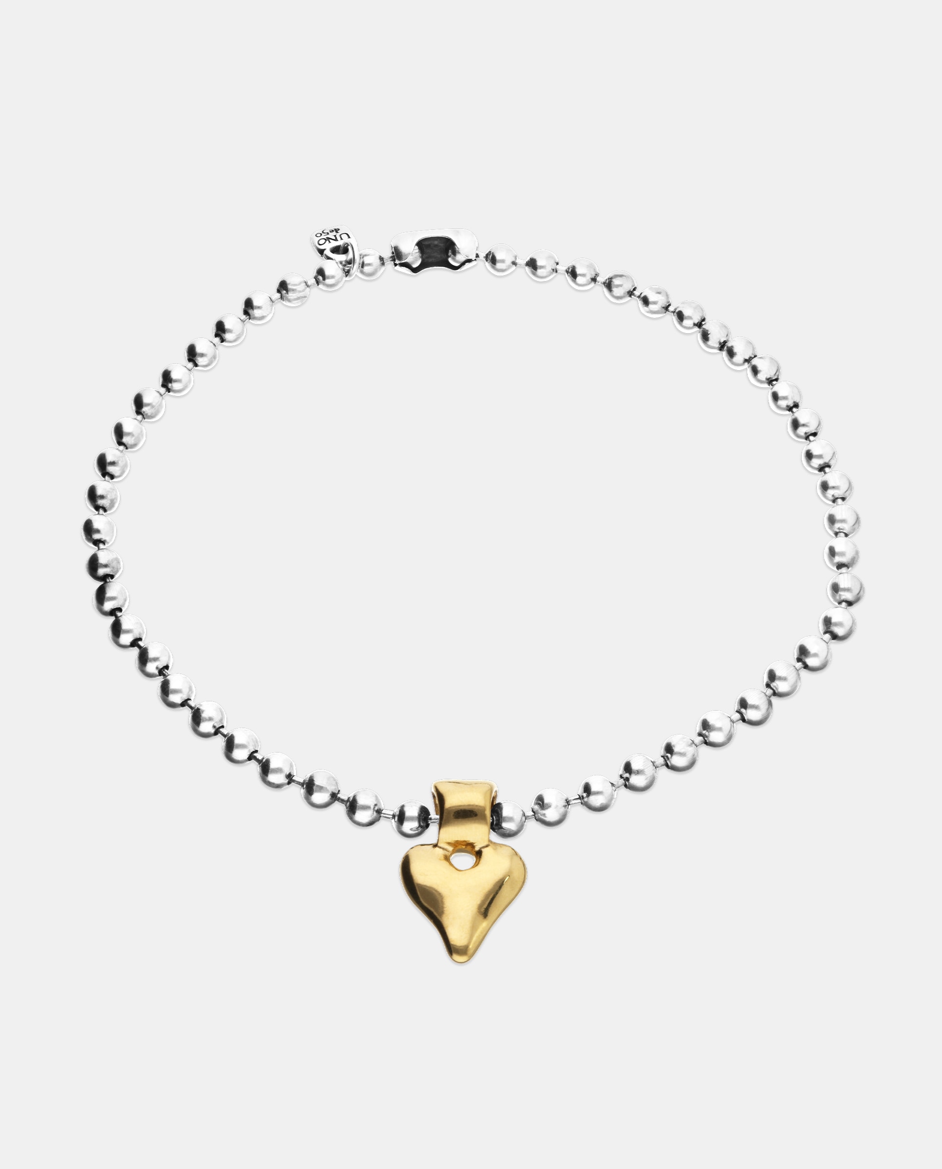 Collar de bolas bañado en de ley con detalle de corazón en oro 18k - UNO de 50 - Plata Plata-3