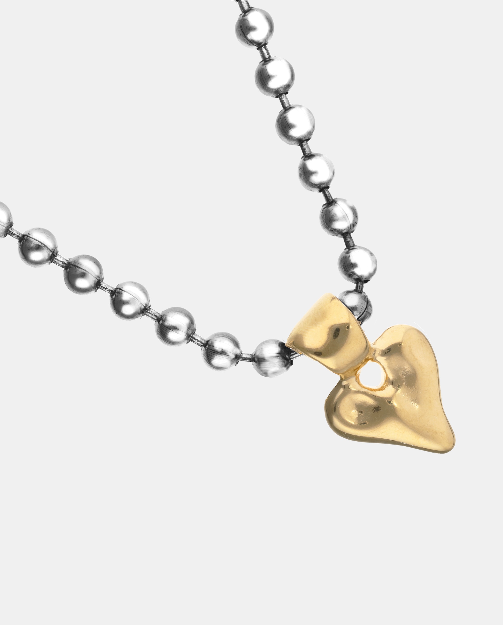 Collar de bolas bañado en de ley con detalle de corazón en oro 18k - UNO de 50 - Plata Plata-4