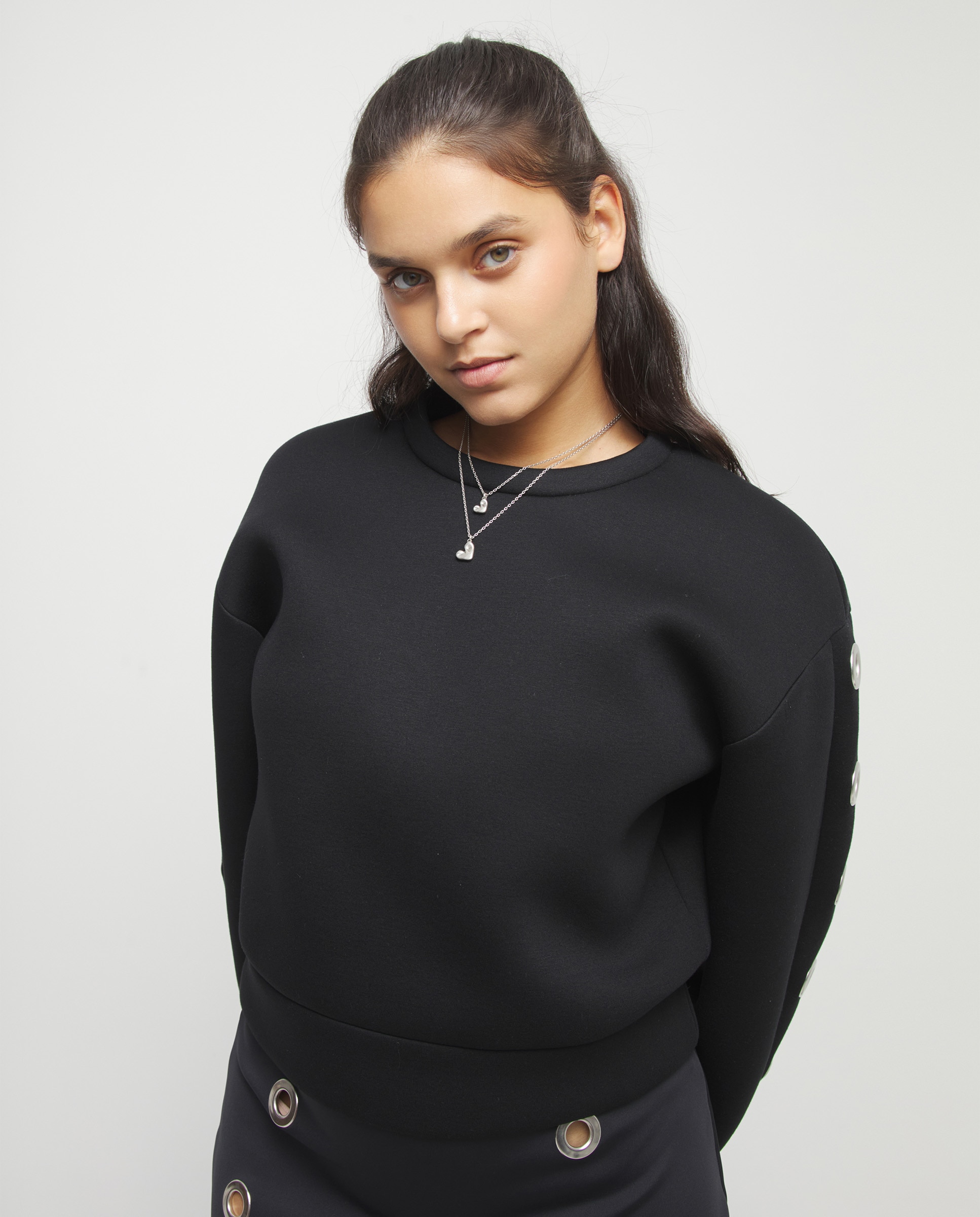 Collar doble bañado en de ley con dos corazones - UNO de 50 - Plata Plata-7