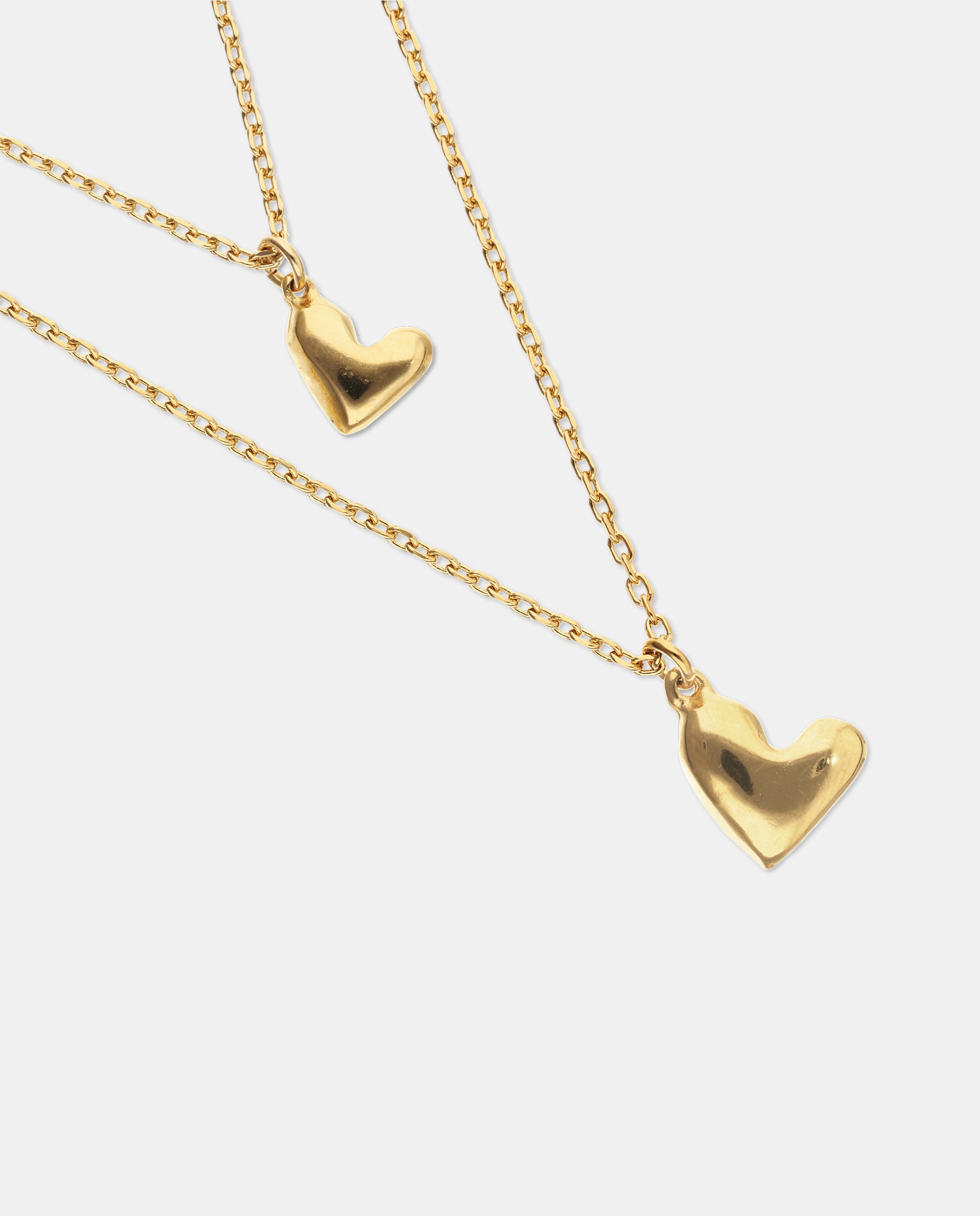 Collar doble bañado en 18k con dos corazones - UNO de 50 - Oro Oro-4