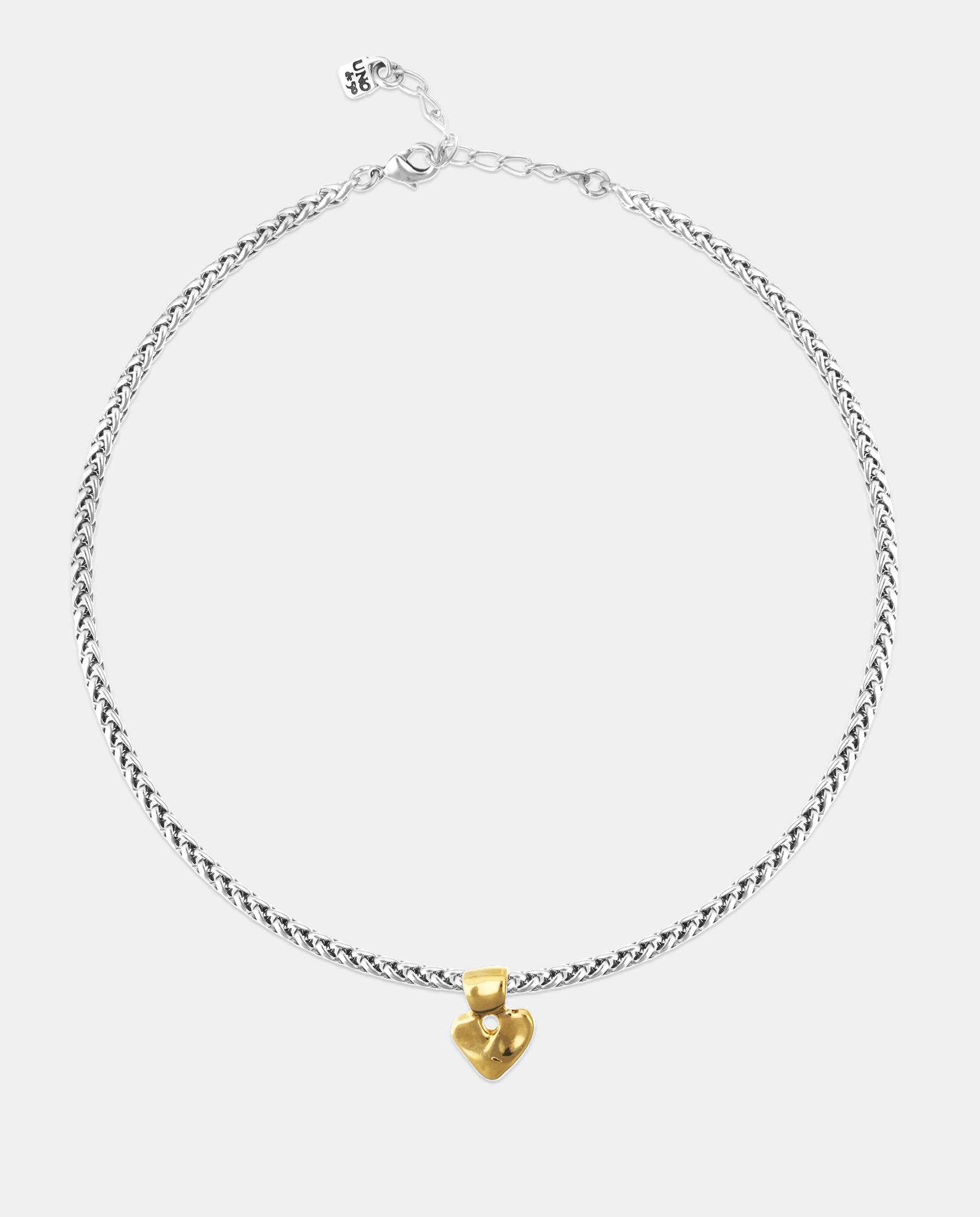 Imagen 0 de Collar bañado en plata de ley con detalle de corazón en oro 18k Plata