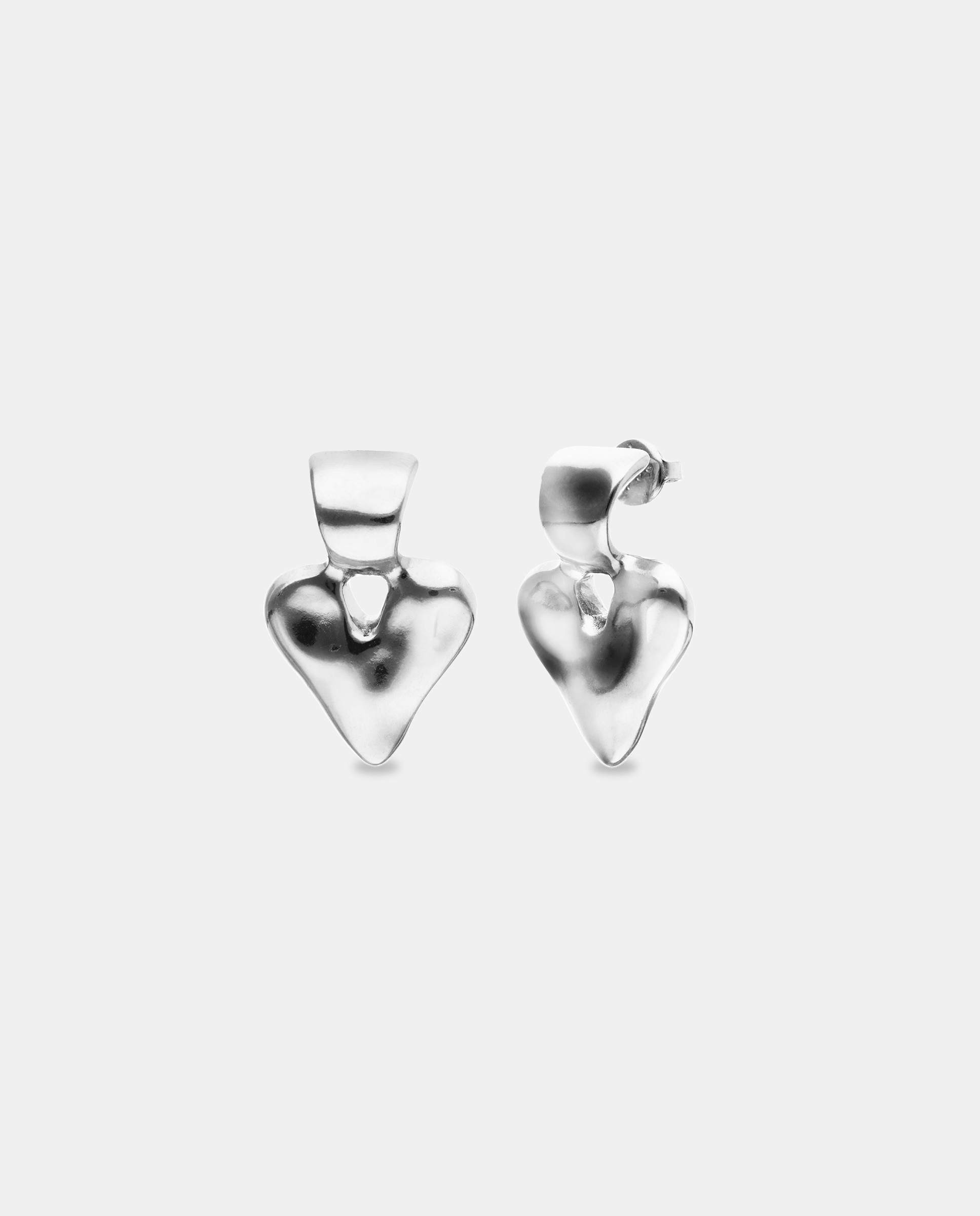 Pendientes de corazón bañados en plata de ley - UNO de 50 - Plata Plata-1