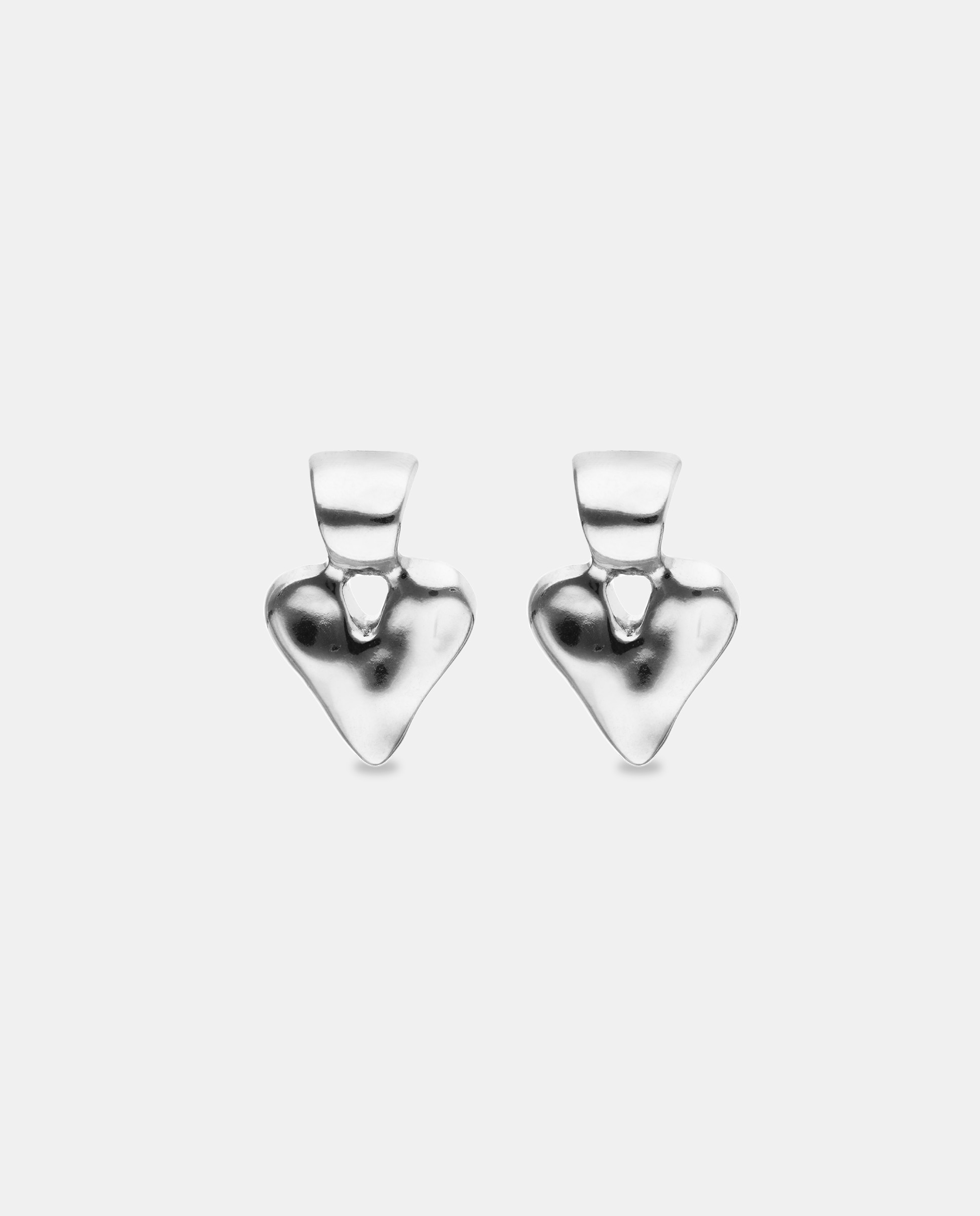 Pendientes de corazón bañados en plata de ley - UNO de 50 - Plata Plata-3