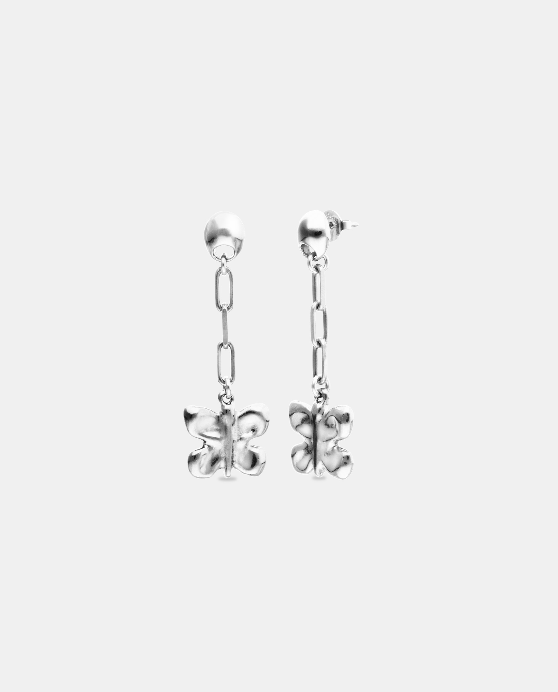 Pendientes s bañados en plata de ley en forma de mariposa - UNO de 50 - Plata Plata-1