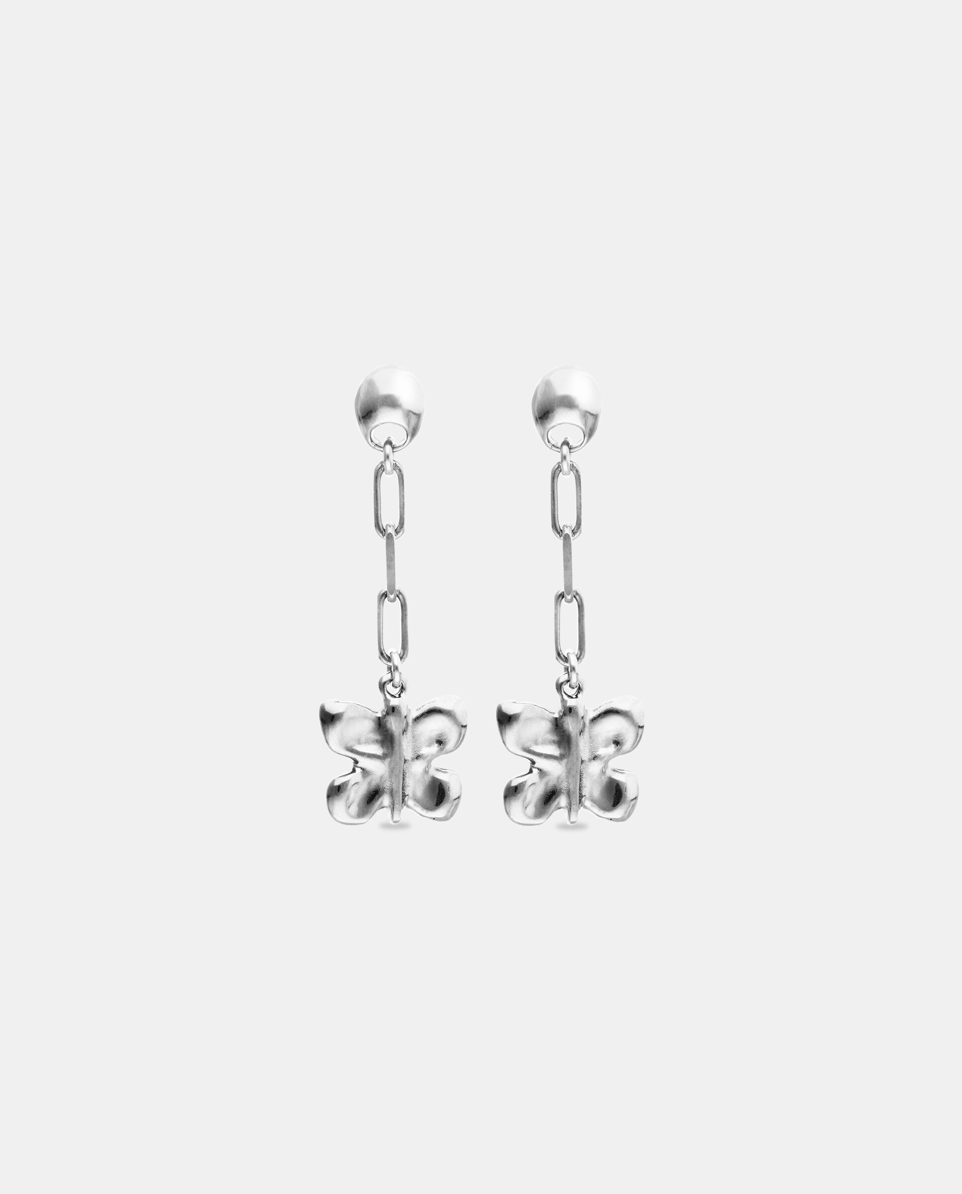 Pendientes s bañados en plata de ley en forma de mariposa - UNO de 50 - Plata Plata-2