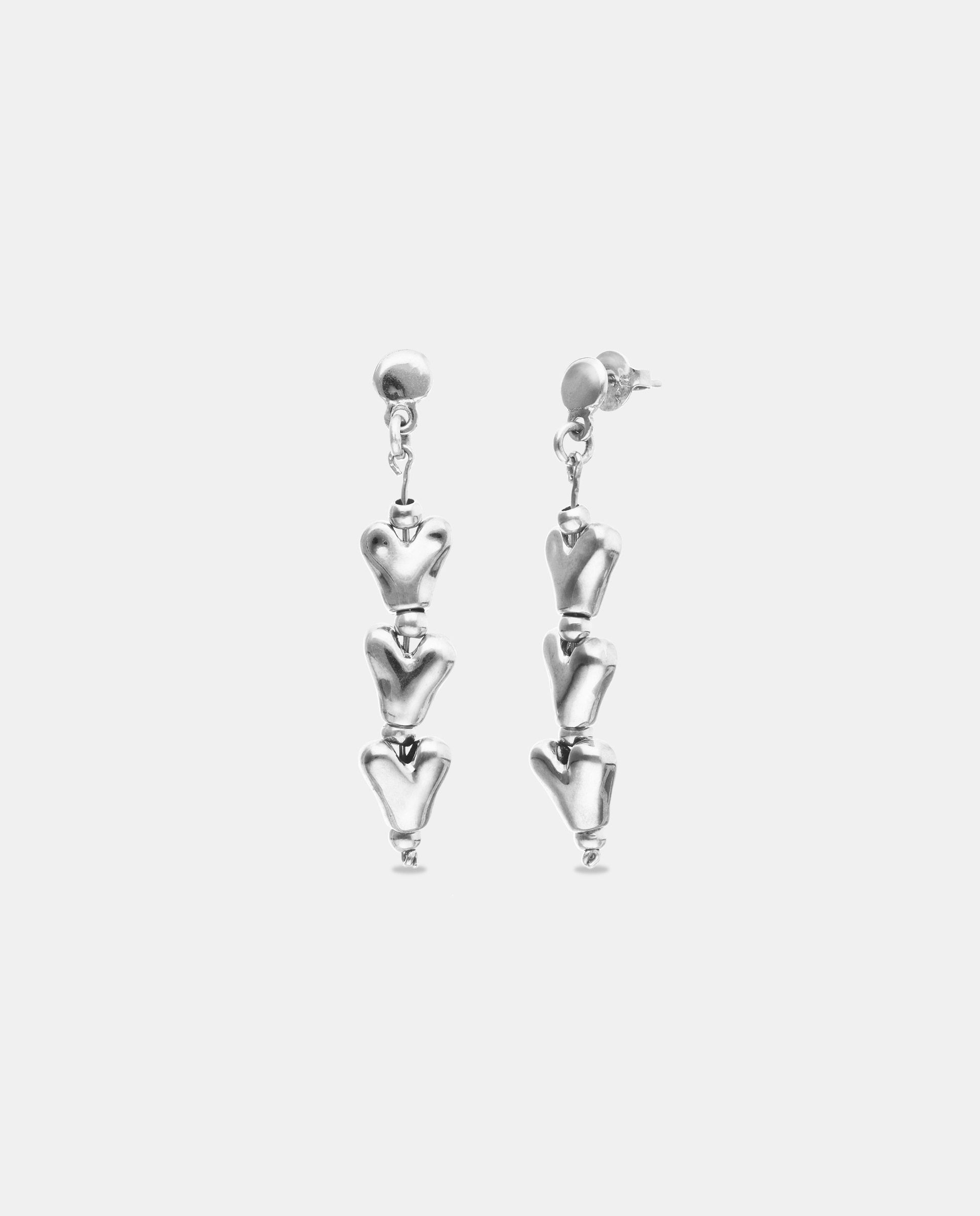 Pendientes s de corazones bañados en plata de ley - UNO de 50 - Plata Plata-1