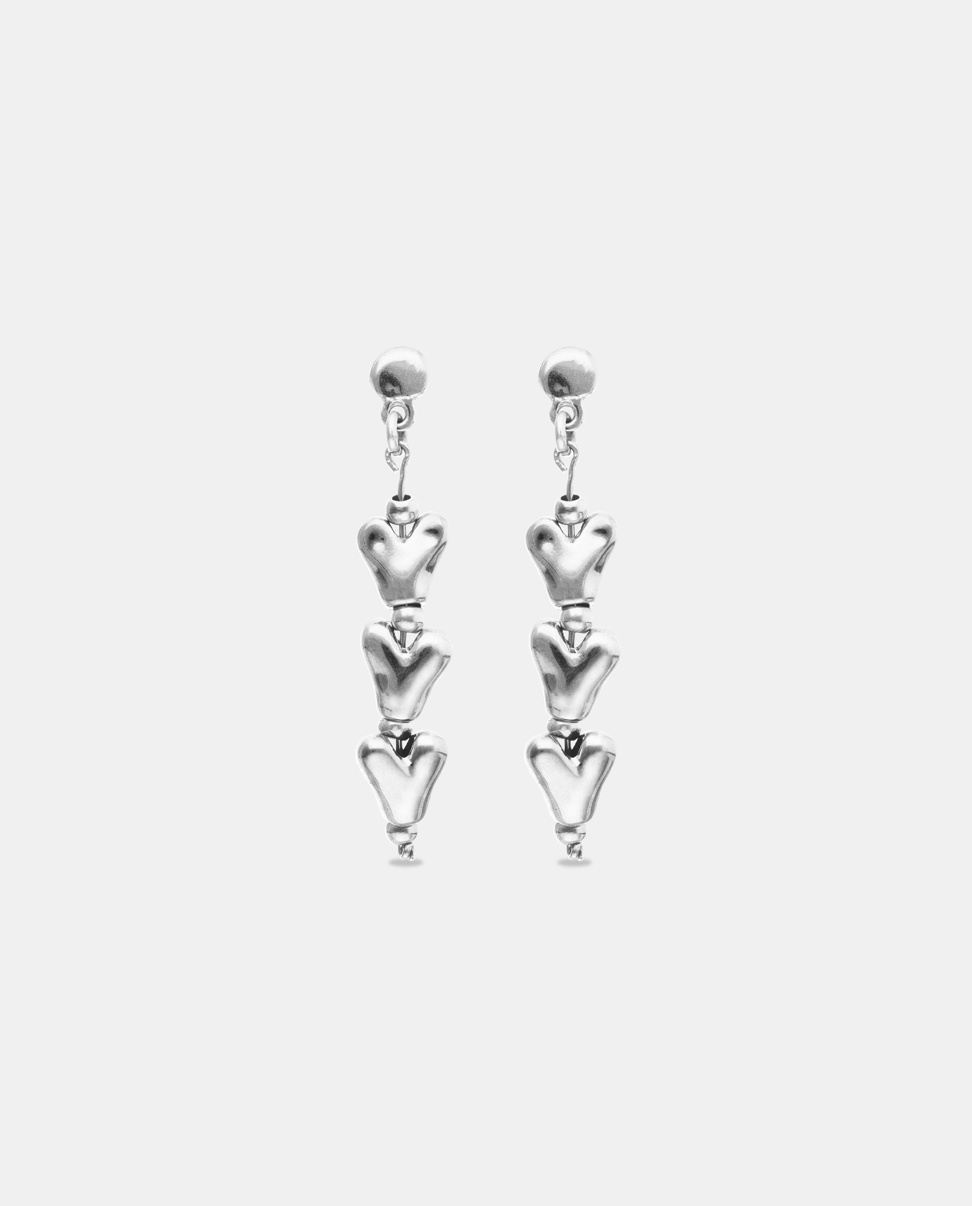 Pendientes s de corazones bañados en plata de ley - UNO de 50 - Plata Plata-3
