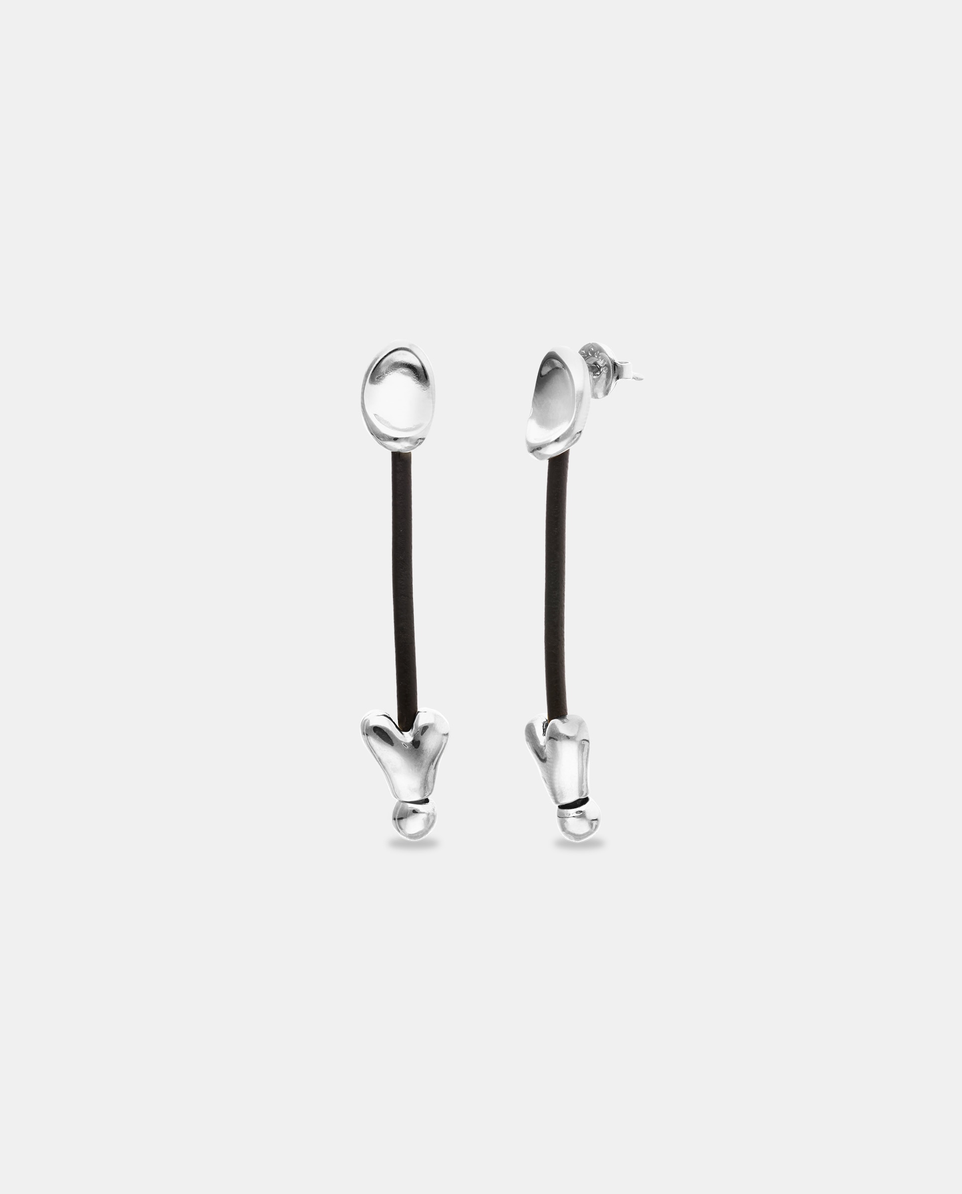 Imagen 0 de Pendientes s de cuero y baño en plata de ley Plata