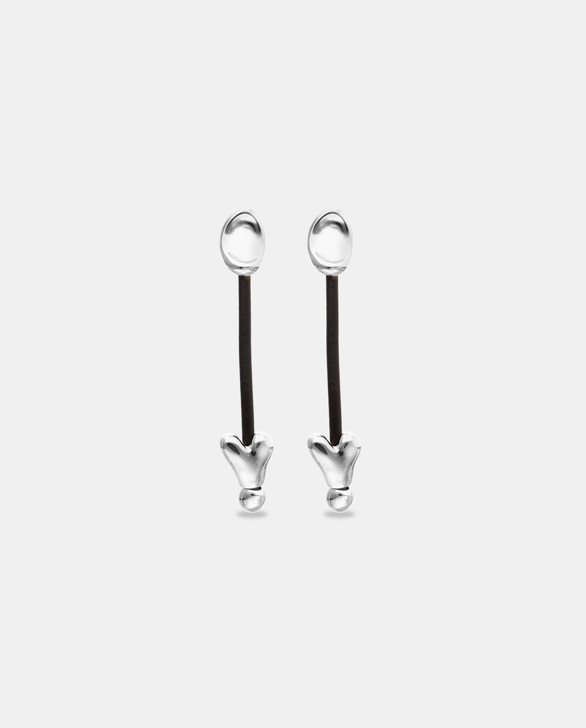 Pendientes s de cuero y baño en de ley - UNO de 50 - Plata Plata-3
