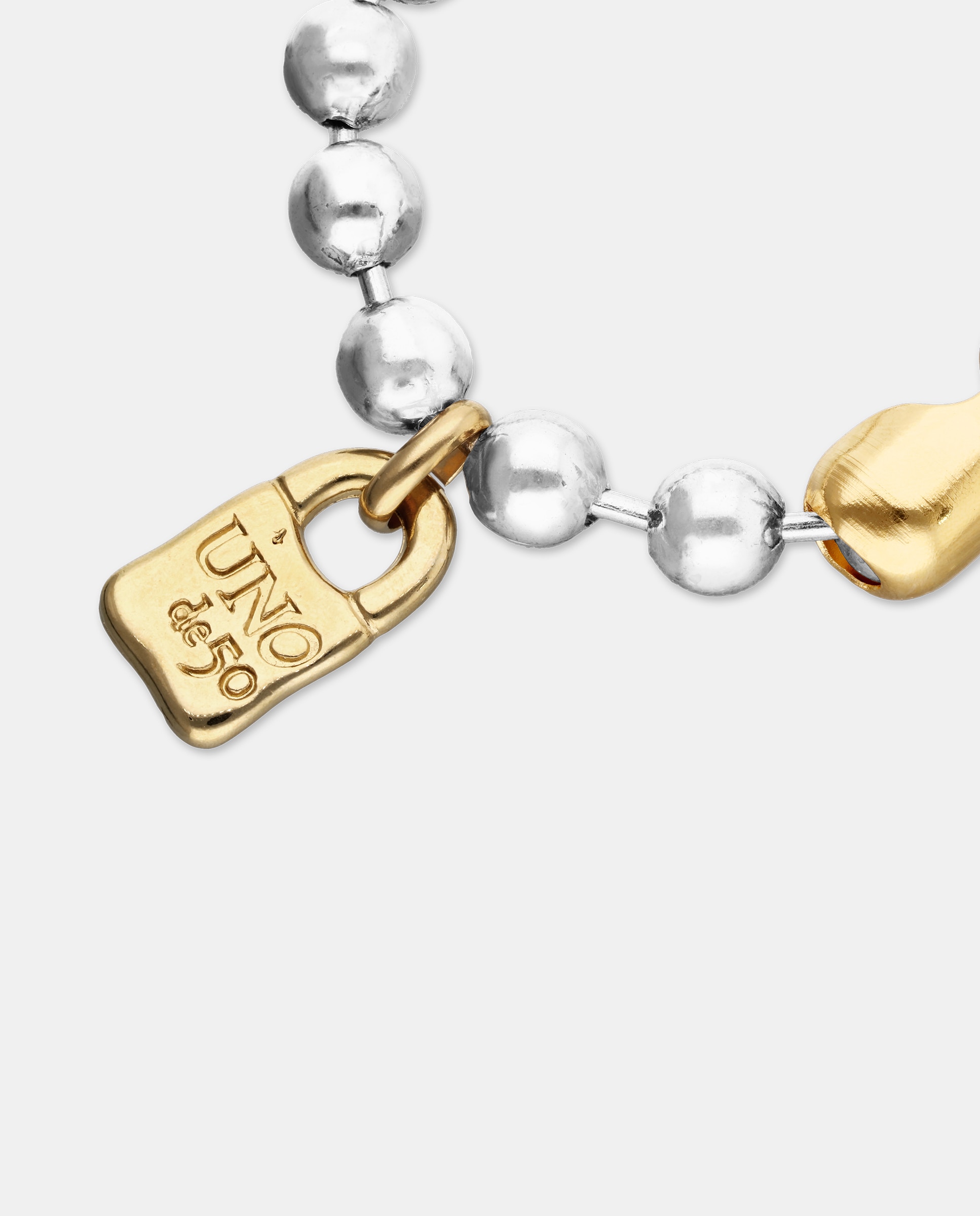 Pulsera de bolas bañada en de ley y oro 18k - UNO de 50 - Plata Plata-3