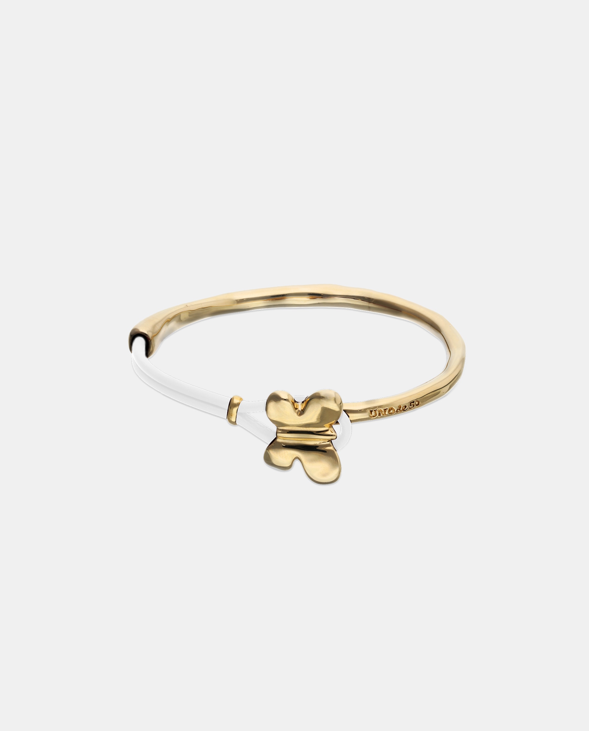 Pulsera de cuero semirrígida bañada en 18k con mariposa - UNO de 50 - Oro Oro-1