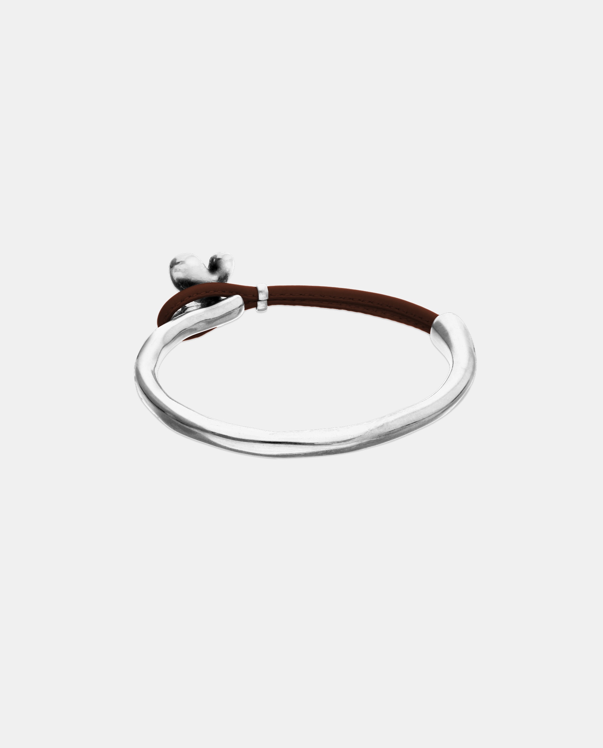 Pulsera de cuero semirrígida bañada en de ley con mariposa - UNO de 50 - Plata Plata-3