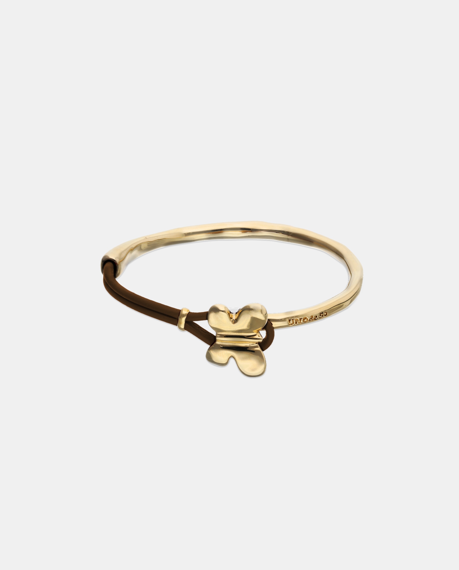 Pulsera de cuero semirrígida bañada en 18k con mariposa - UNO de 50 - Oro Oro-1
