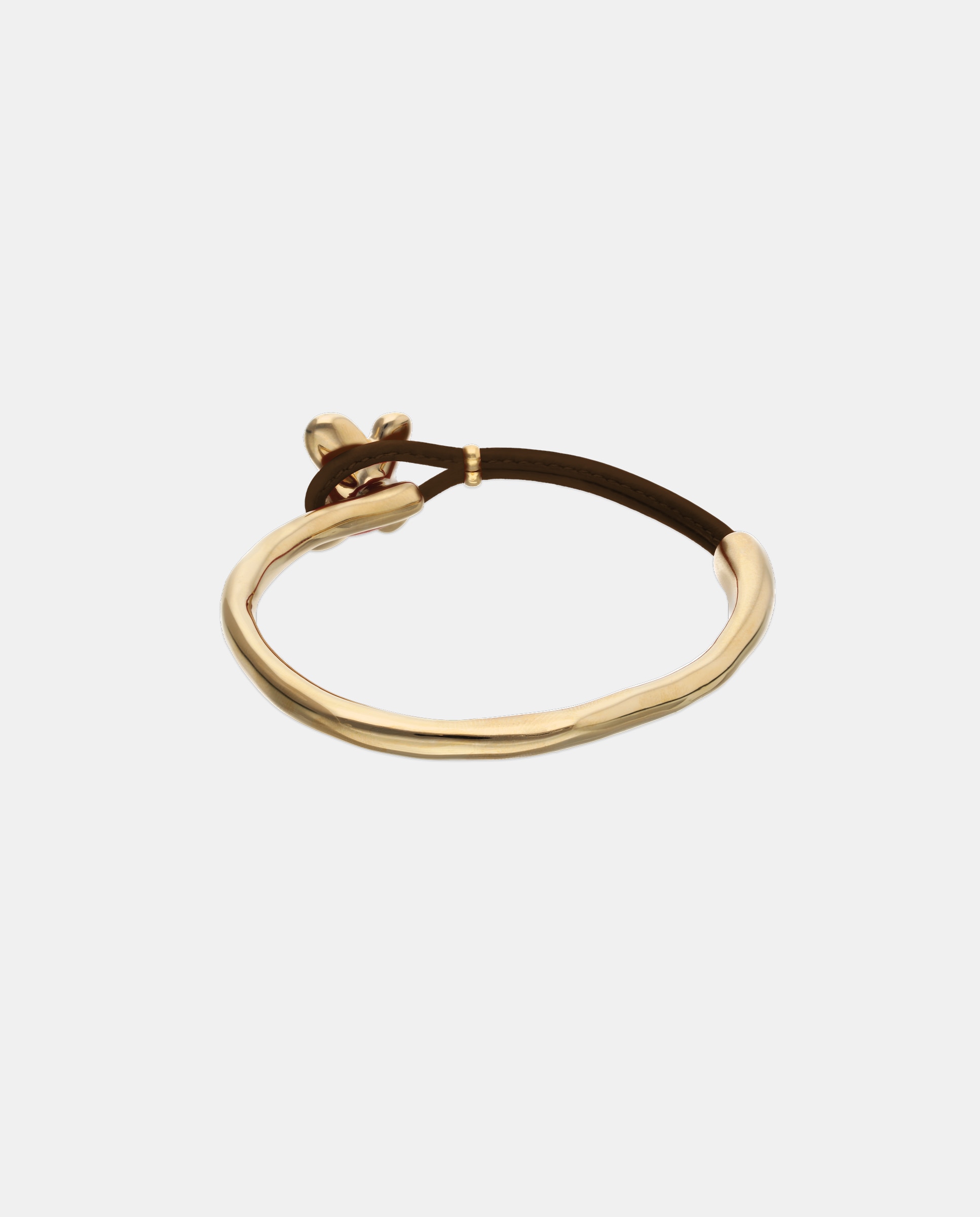 Pulsera de cuero semirrígida bañada en 18k con mariposa - UNO de 50 - Oro Oro-3