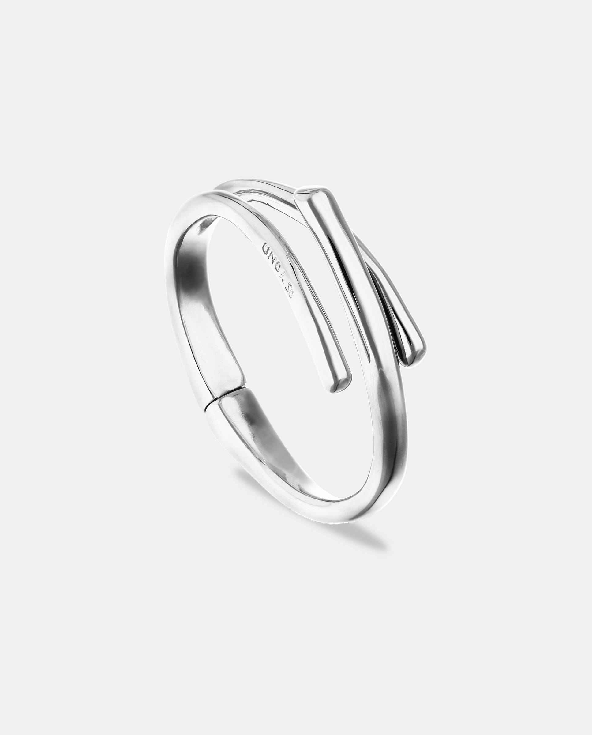 Pulsera bañada en de ley con forma de tres tubos - UNO de 50 - Plata Plata-4