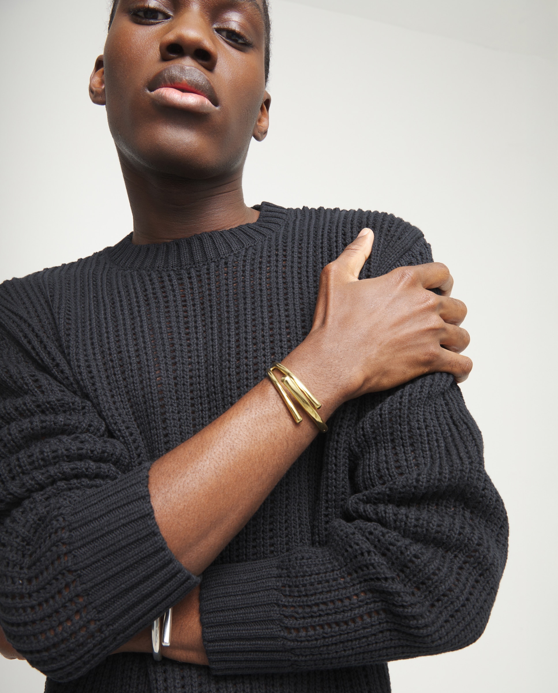 Pulsera bañada en 18k con forma de tres tubos - UNO de 50 - Oro Oro-5