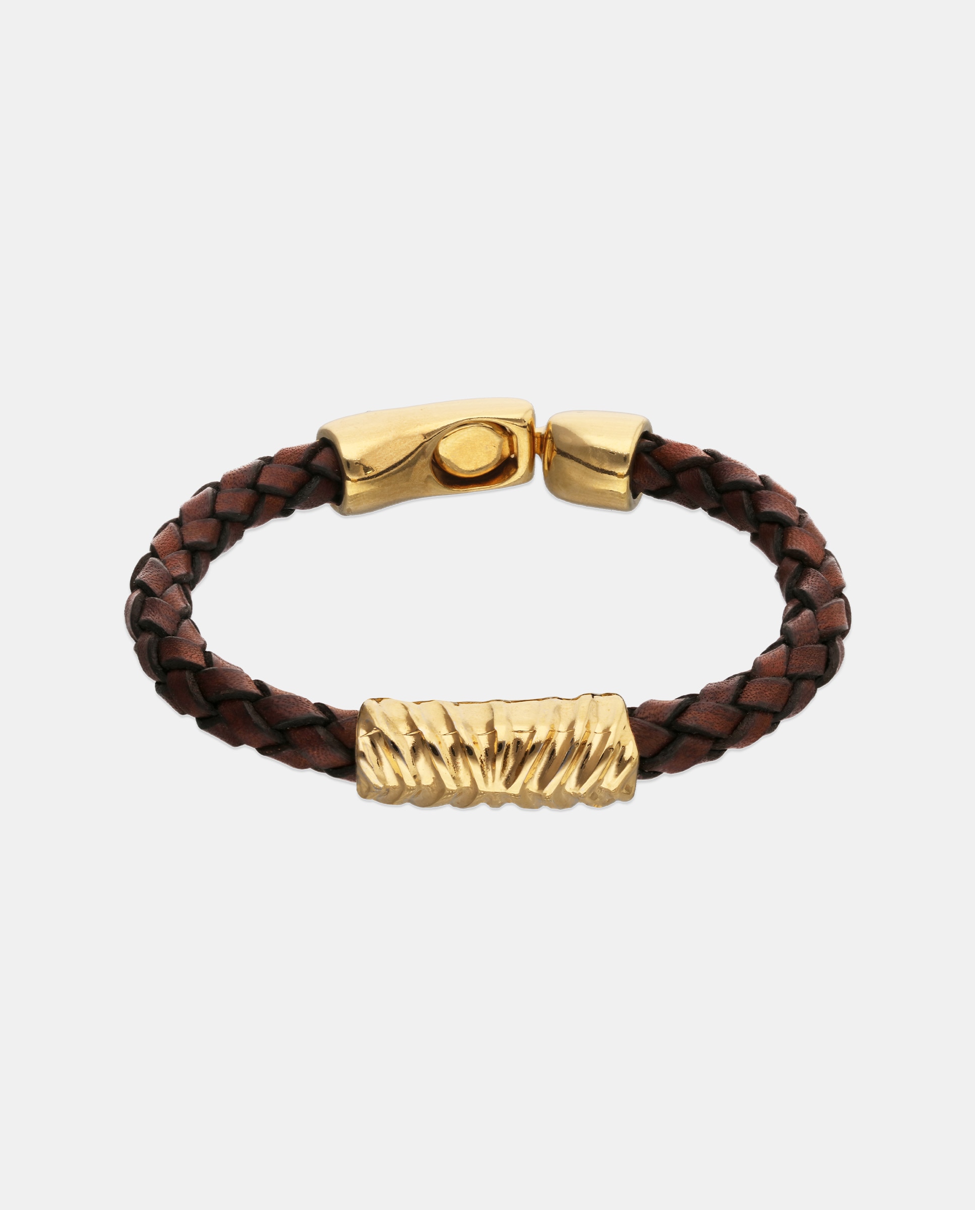 Imagen 1 de Pulsera de cuero bañada en oro 18k Oro