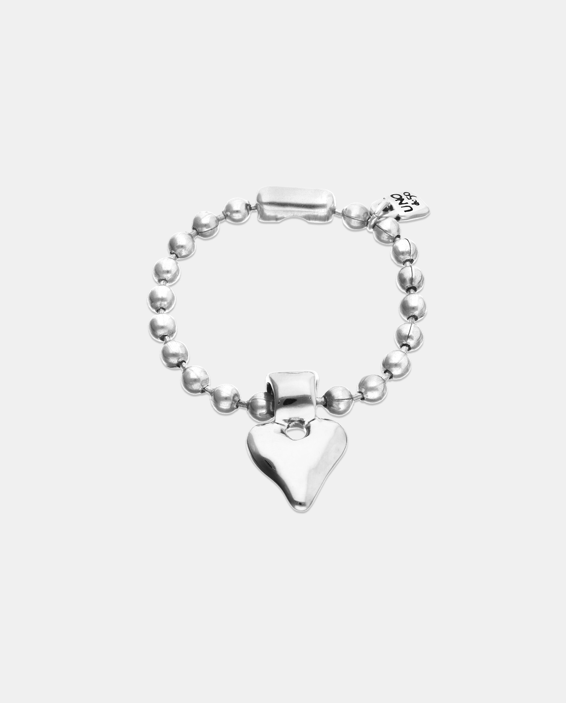Pulsera de bolas bañada en de ley con detalle de corazón - UNO de 50 - Plata Plata-1