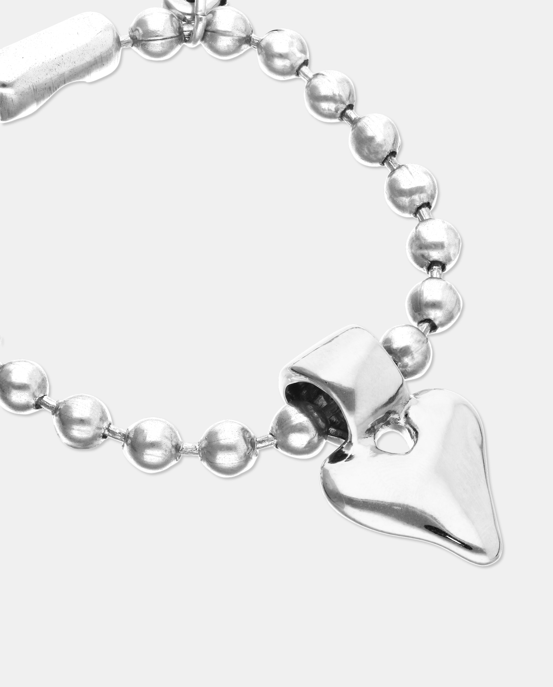 Pulsera de bolas bañada en de ley con detalle de corazón - UNO de 50 - Plata Plata-4