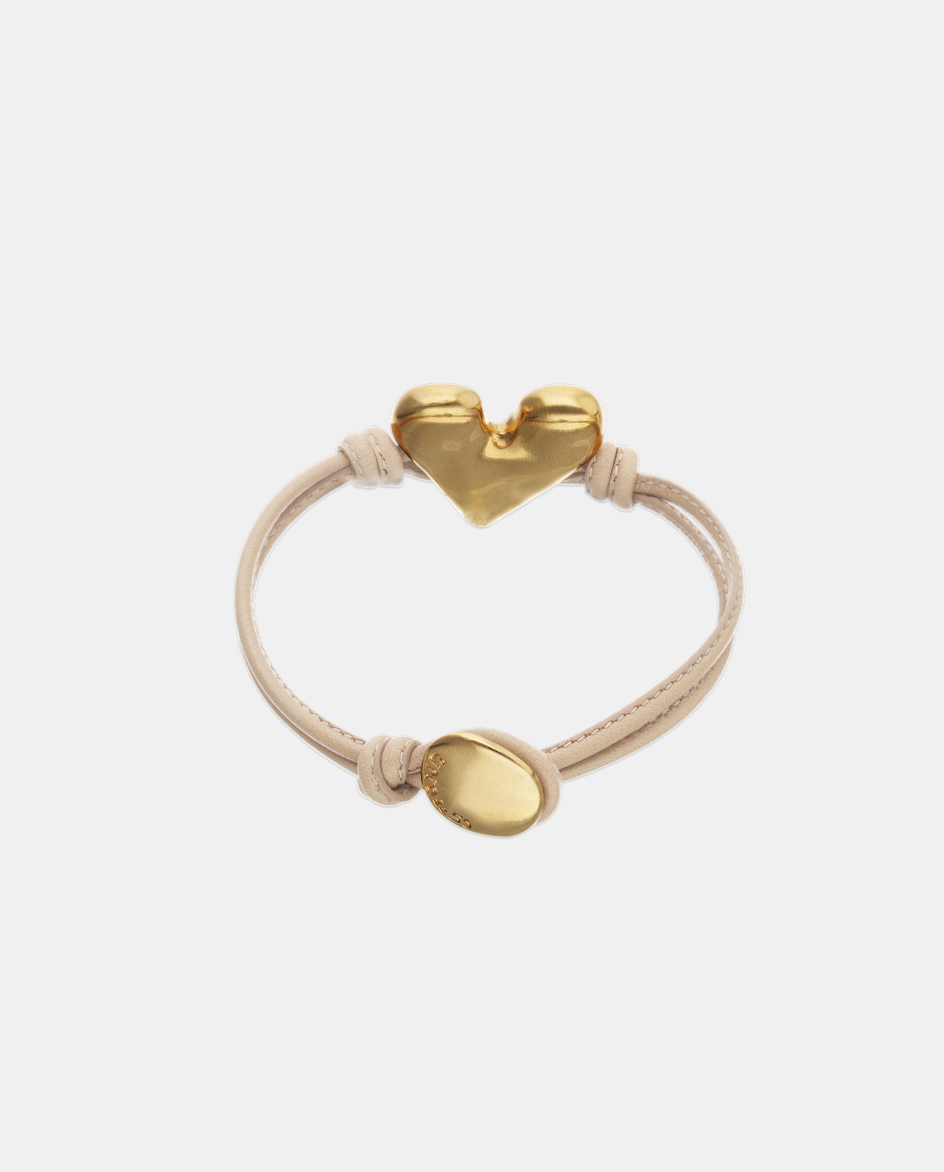 Pulsera de cuero con detalle de corazón bañado en 18k - UNO de 50 - Oro Oro-3