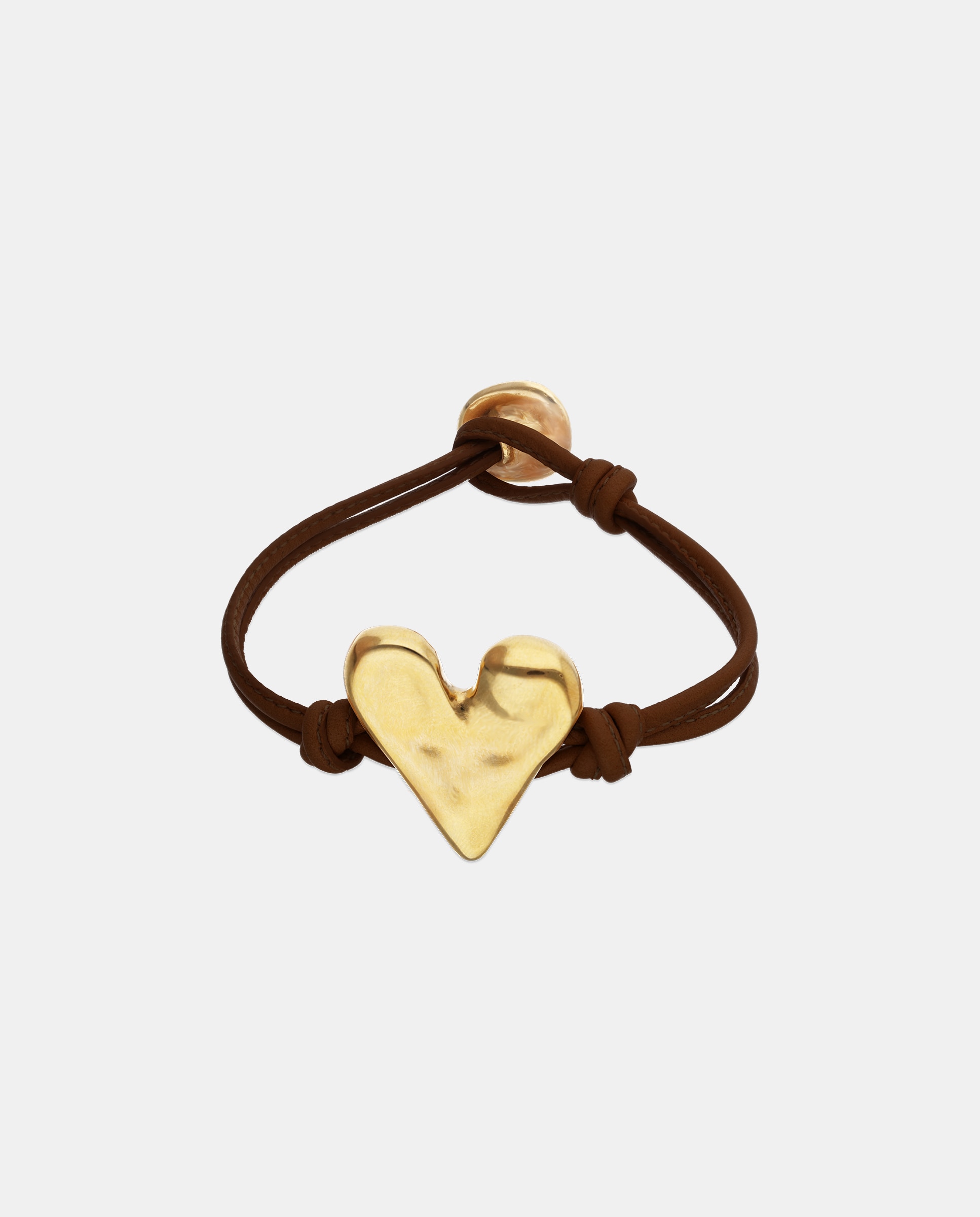 Pulsera de cuero con detalle de corazón bañado en 18k - UNO de 50 - Oro Oro-1