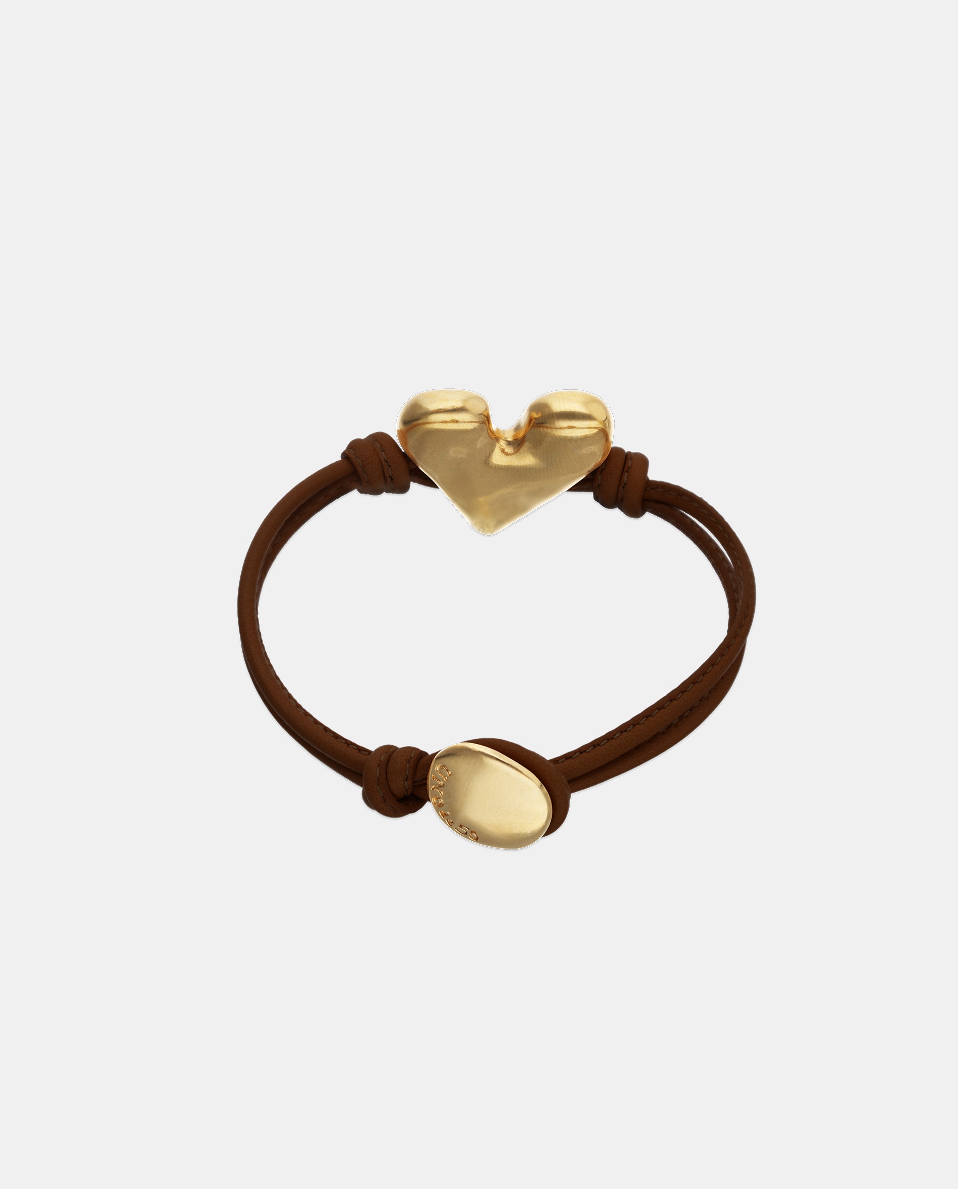 Pulsera de cuero con detalle de corazón bañado en 18k - UNO de 50 - Oro Oro-3