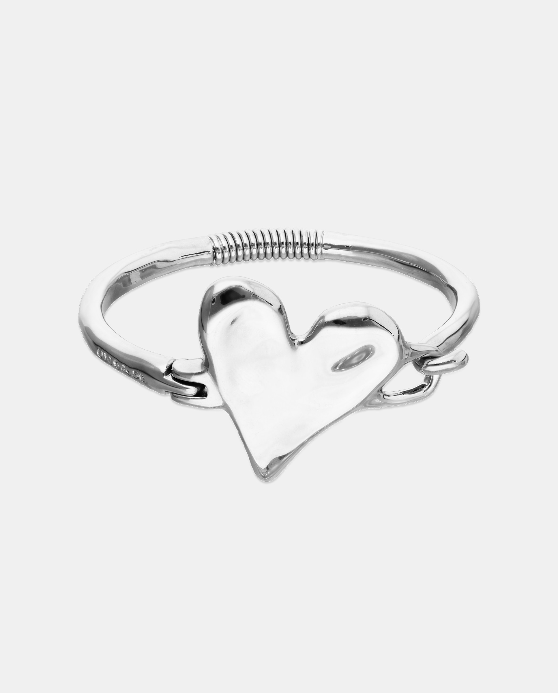 Pulsera semirígida bañada en de ley con detalle de corazón - UNO de 50 - Plata Plata-1