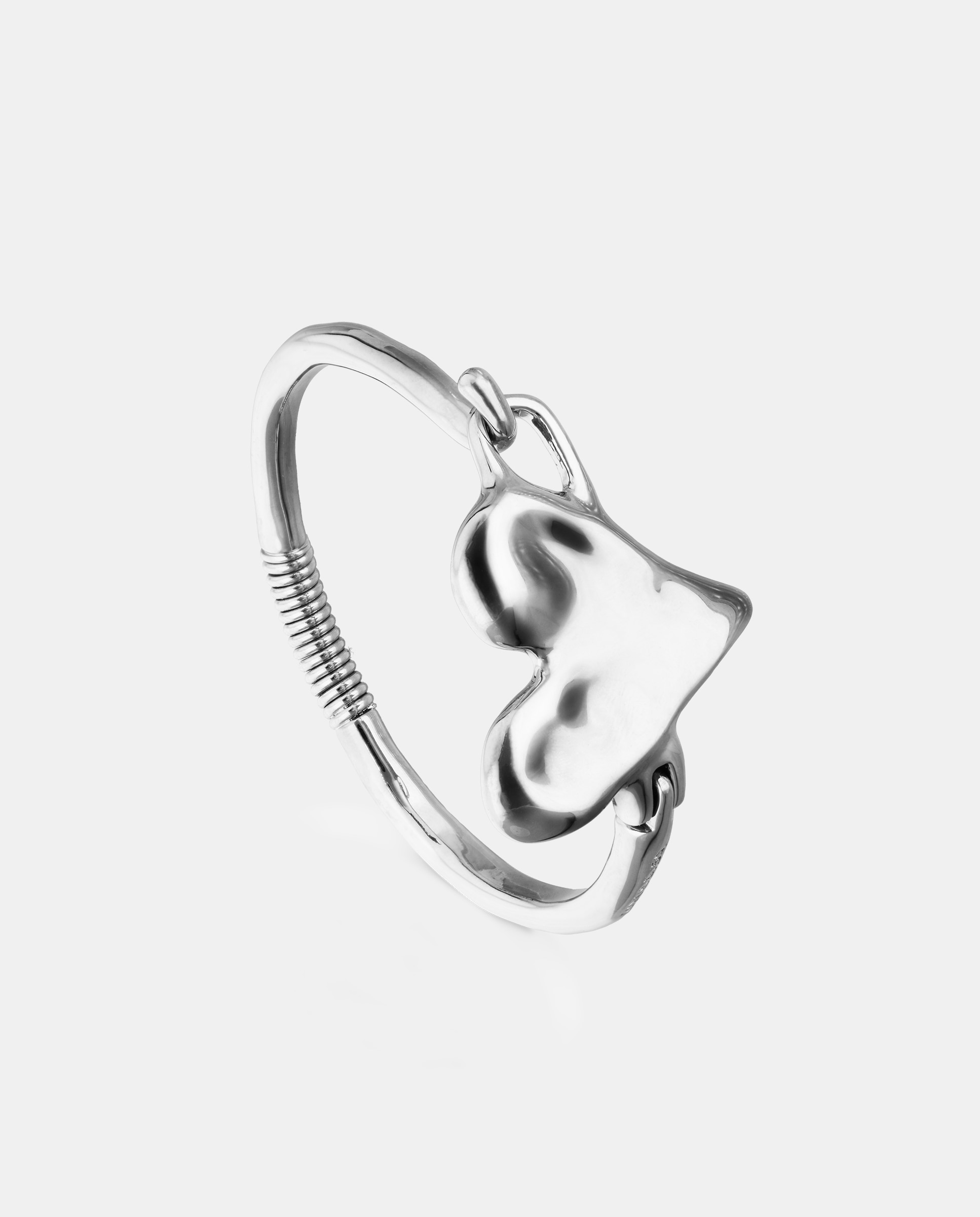 Pulsera semirígida bañada en de ley con detalle de corazón - UNO de 50 - Plata Plata-4