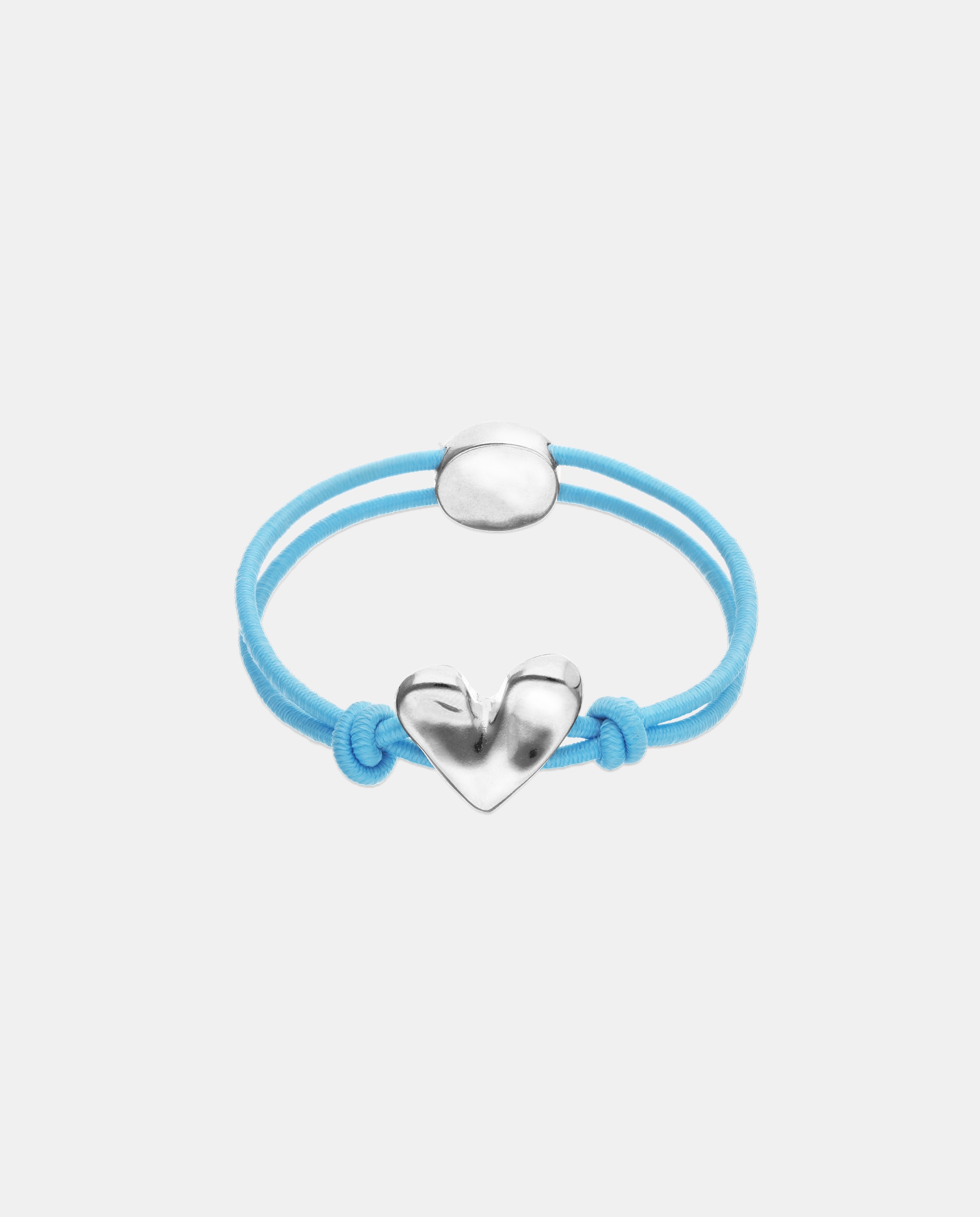 Pulsera de hilo elástico con corazón bañado en de ley - UNO de 50 - Plata Plata-1