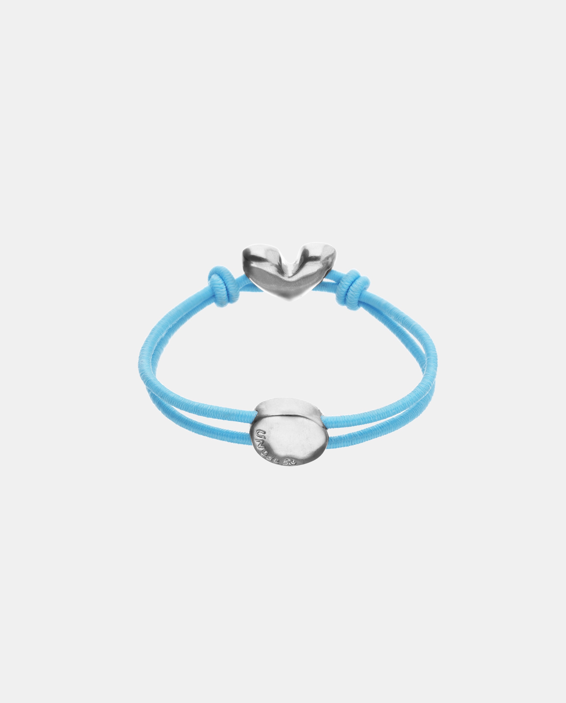 Pulsera de hilo elástico con corazón bañado en de ley - UNO de 50 - Plata Plata-3