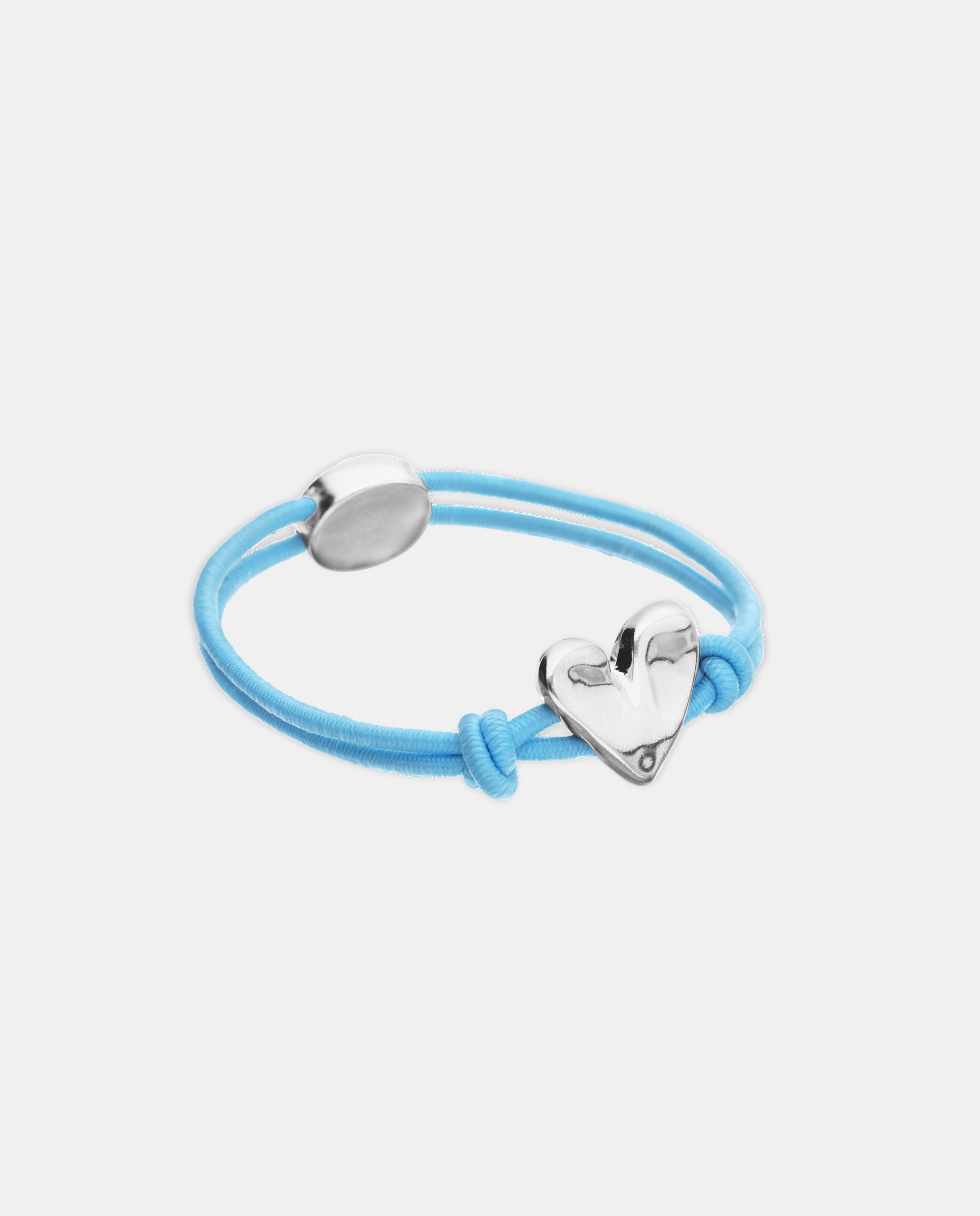 Pulsera de hilo elástico con corazón bañado en de ley - UNO de 50 - Plata Plata-4