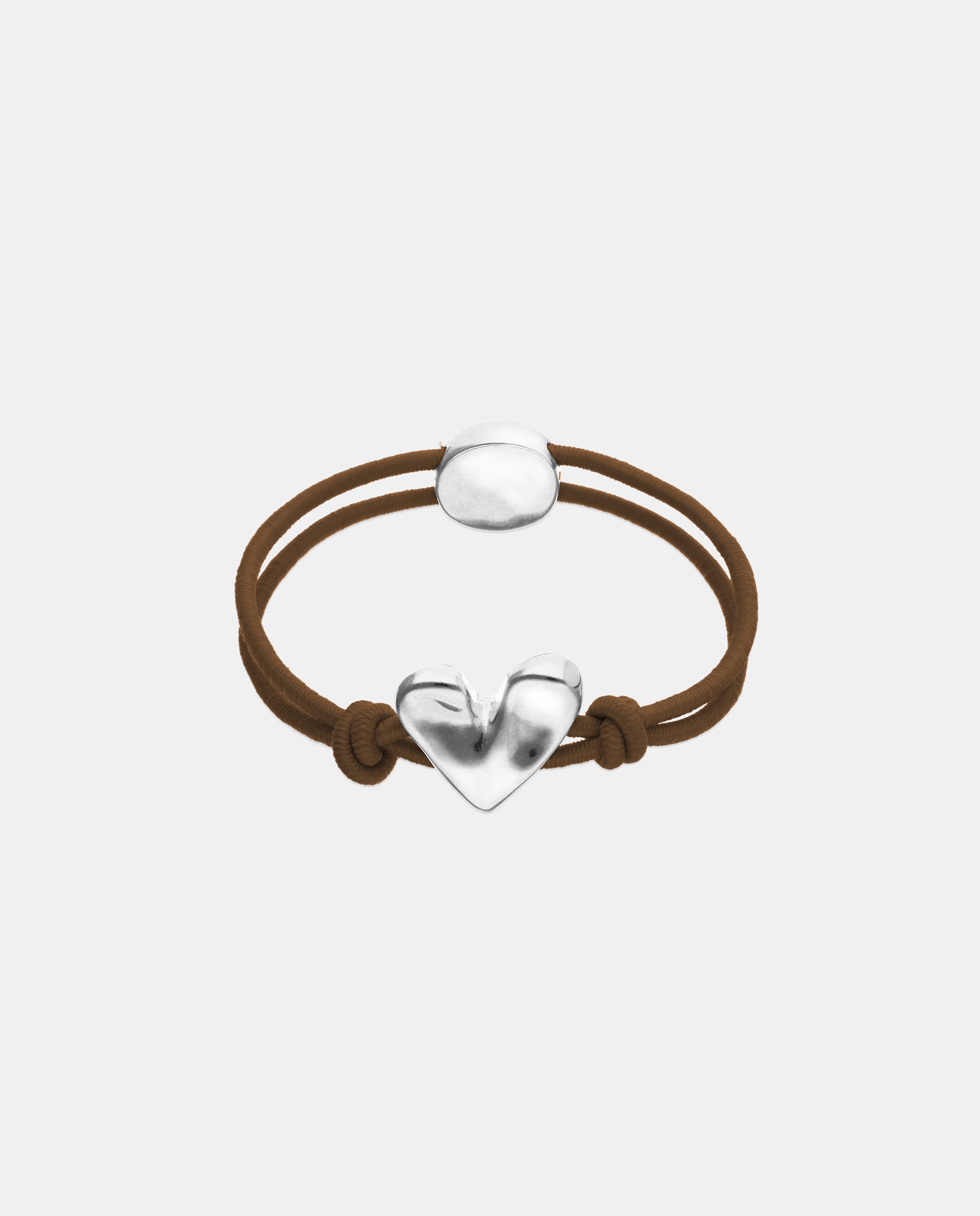Pulsera de hilo elástico con corazón bañado en de ley - UNO de 50 - Plata Plata-1
