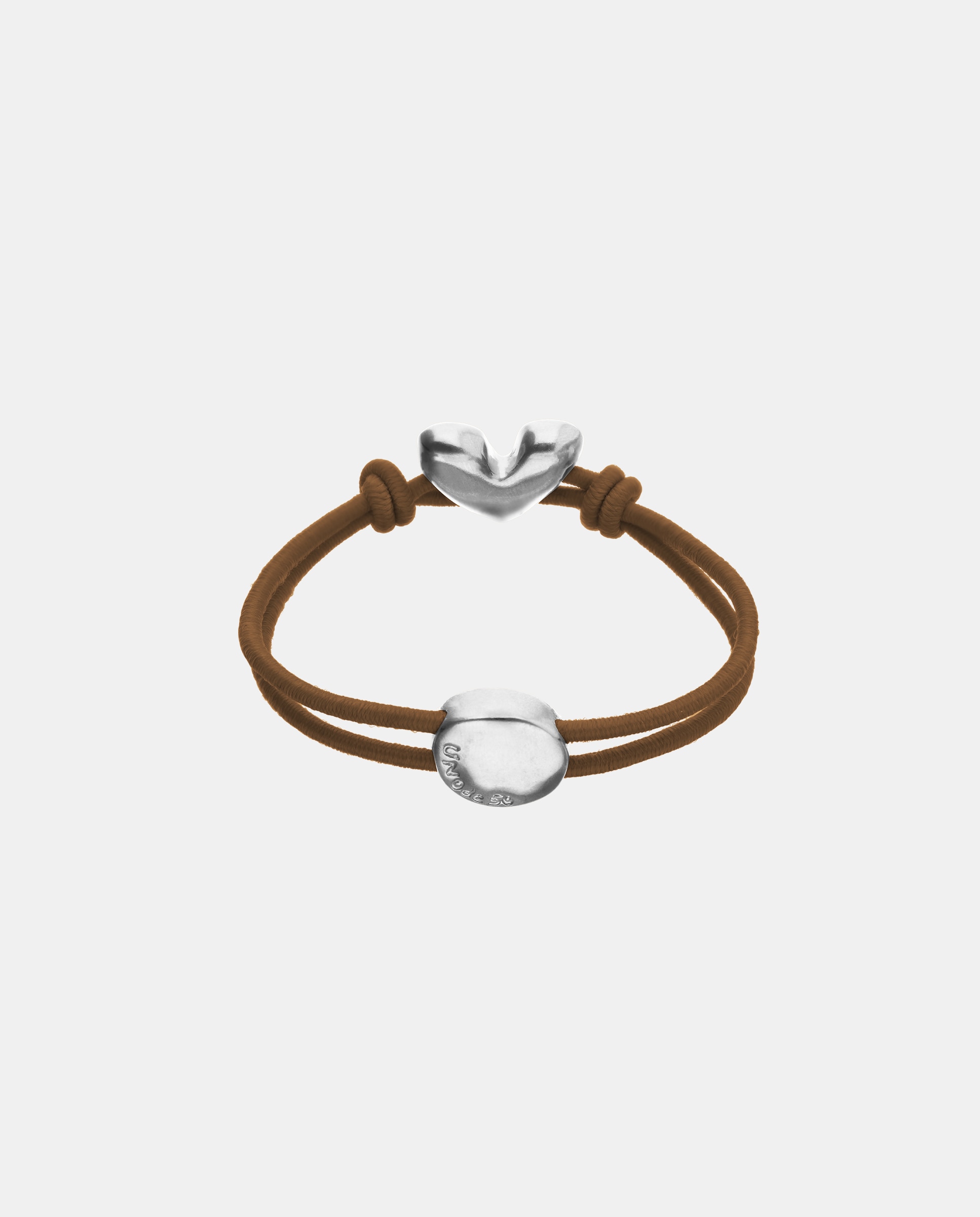 Pulsera de hilo elástico con corazón bañado en de ley - UNO de 50 - Plata Plata-3