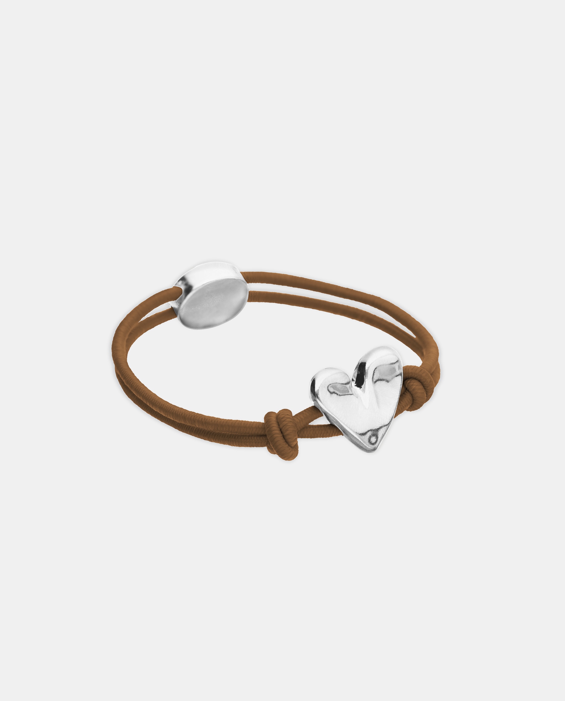 Pulsera de hilo elástico con corazón bañado en de ley - UNO de 50 - Plata Plata-4