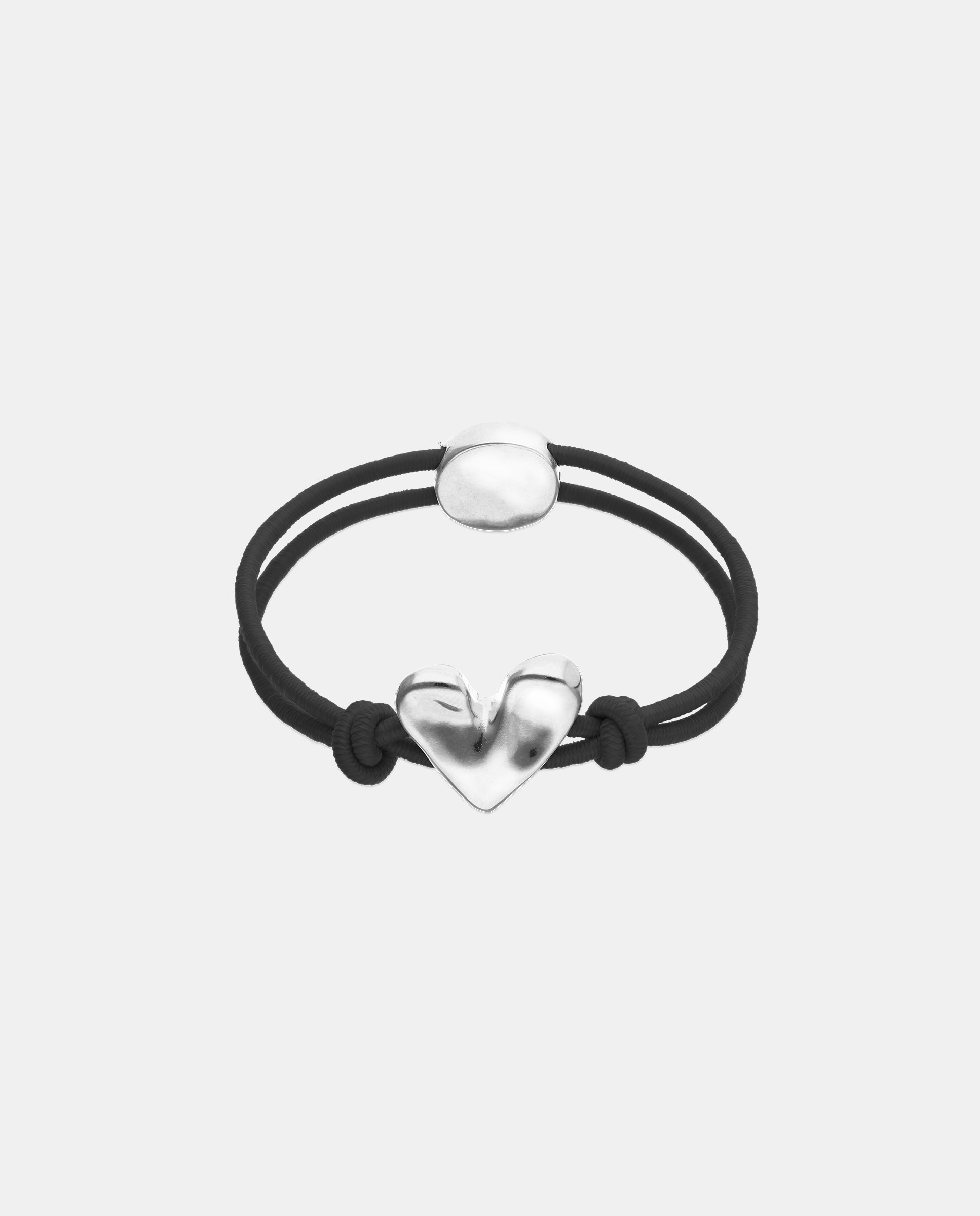 Pulsera de hilo elástico con corazón bañado en de ley - UNO de 50 - Plata Plata-1