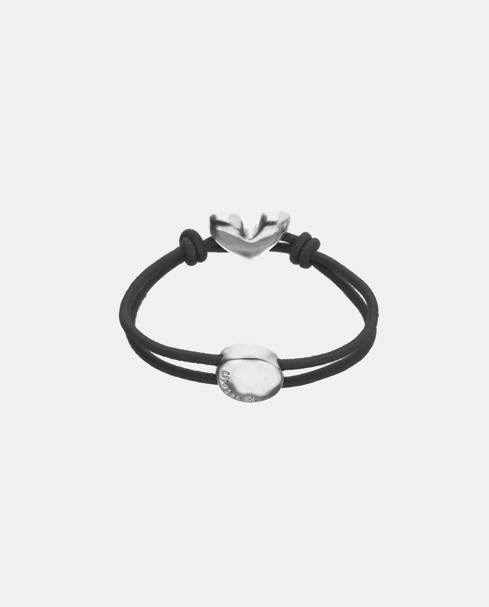 Pulsera de hilo elástico con corazón bañado en de ley - UNO de 50 - Plata Plata-3