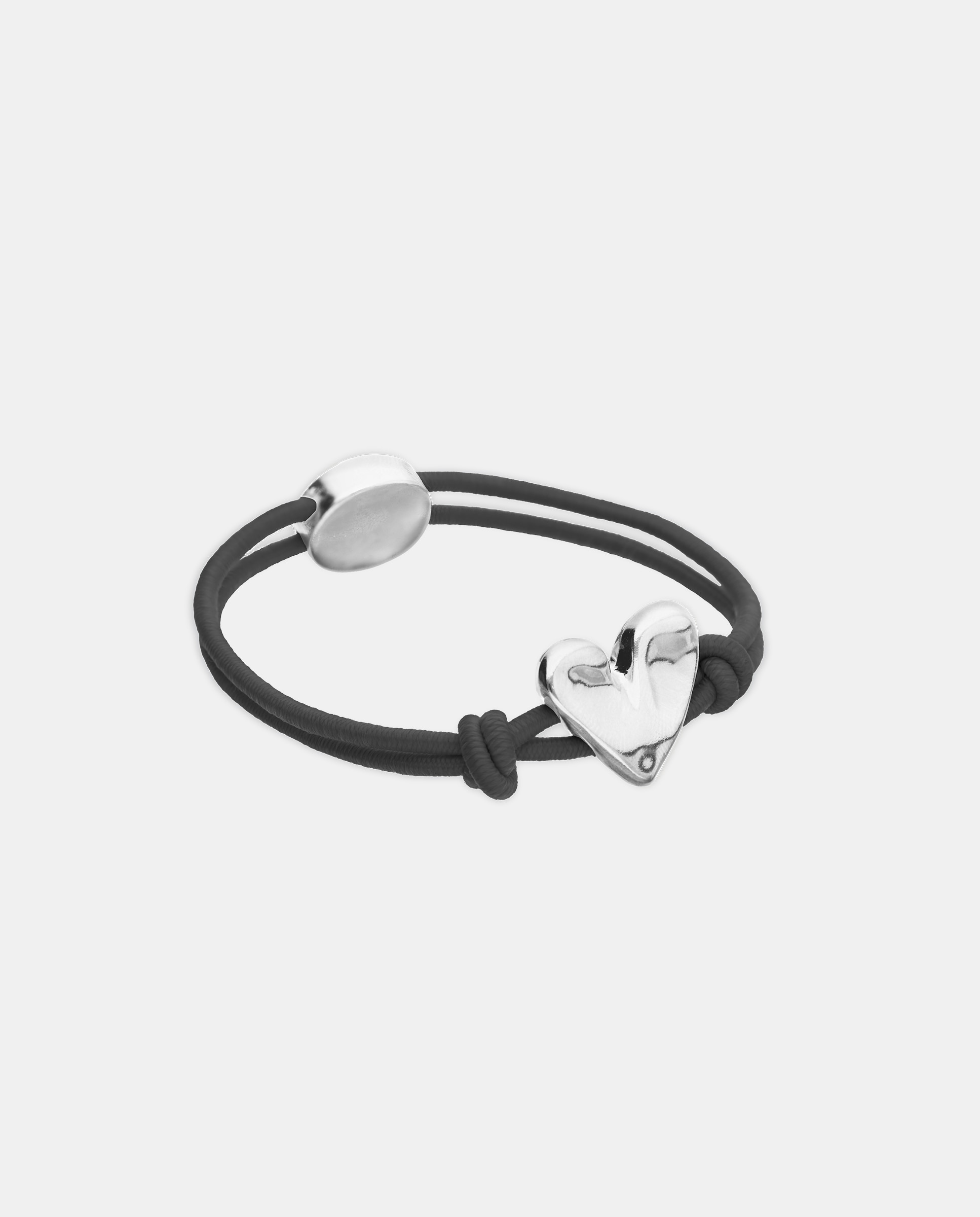 Pulsera de hilo elástico con corazón bañado en de ley - UNO de 50 - Plata Plata-4