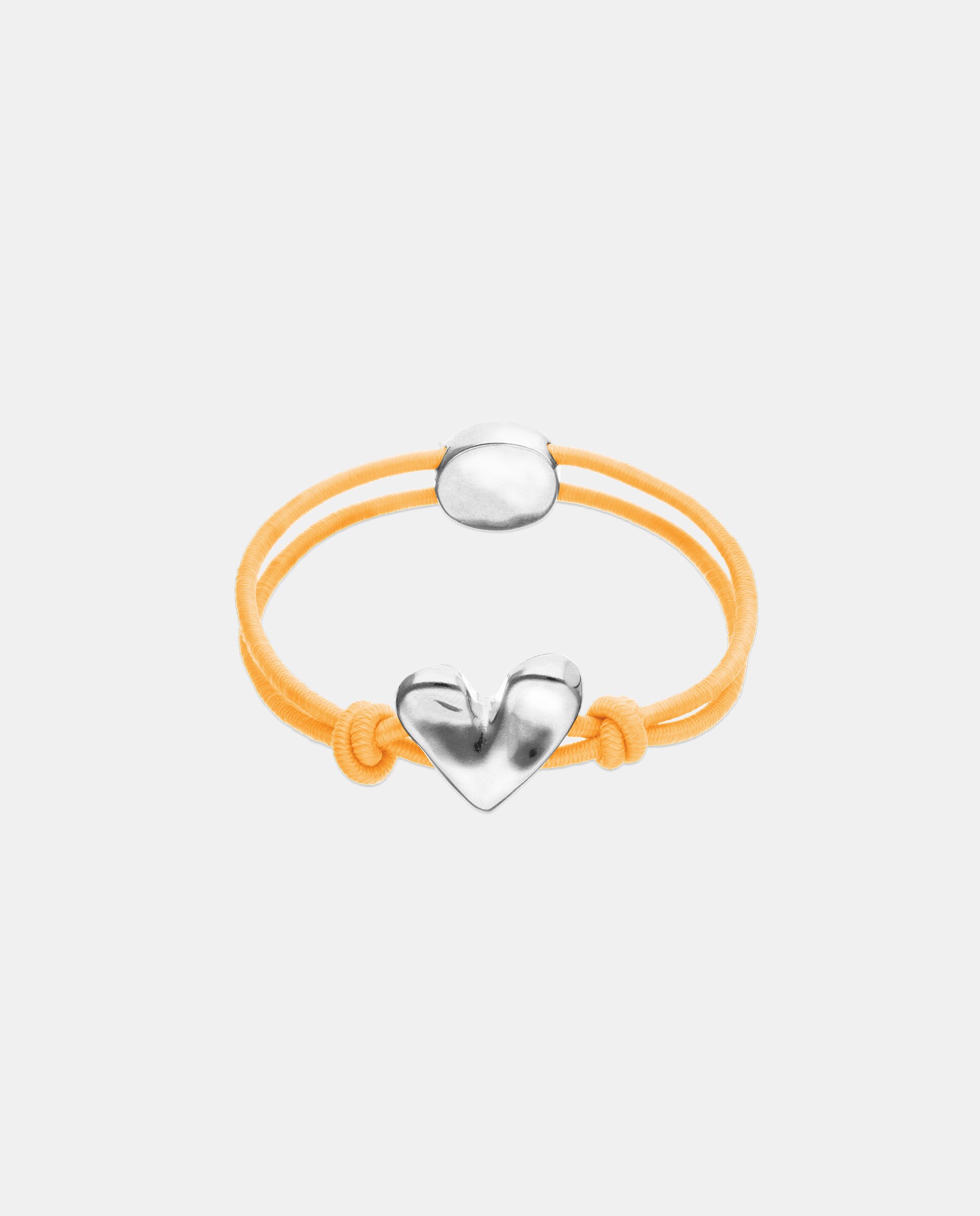 Pulsera de hilo elástico con corazón bañado en plata de ley