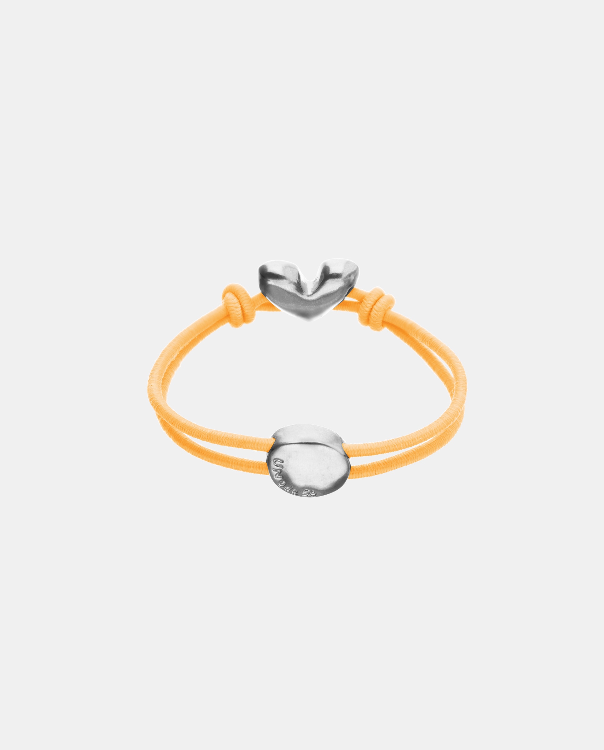 Pulsera de hilo elástico con corazón bañado en de ley - UNO de 50 - Plata Plata-3